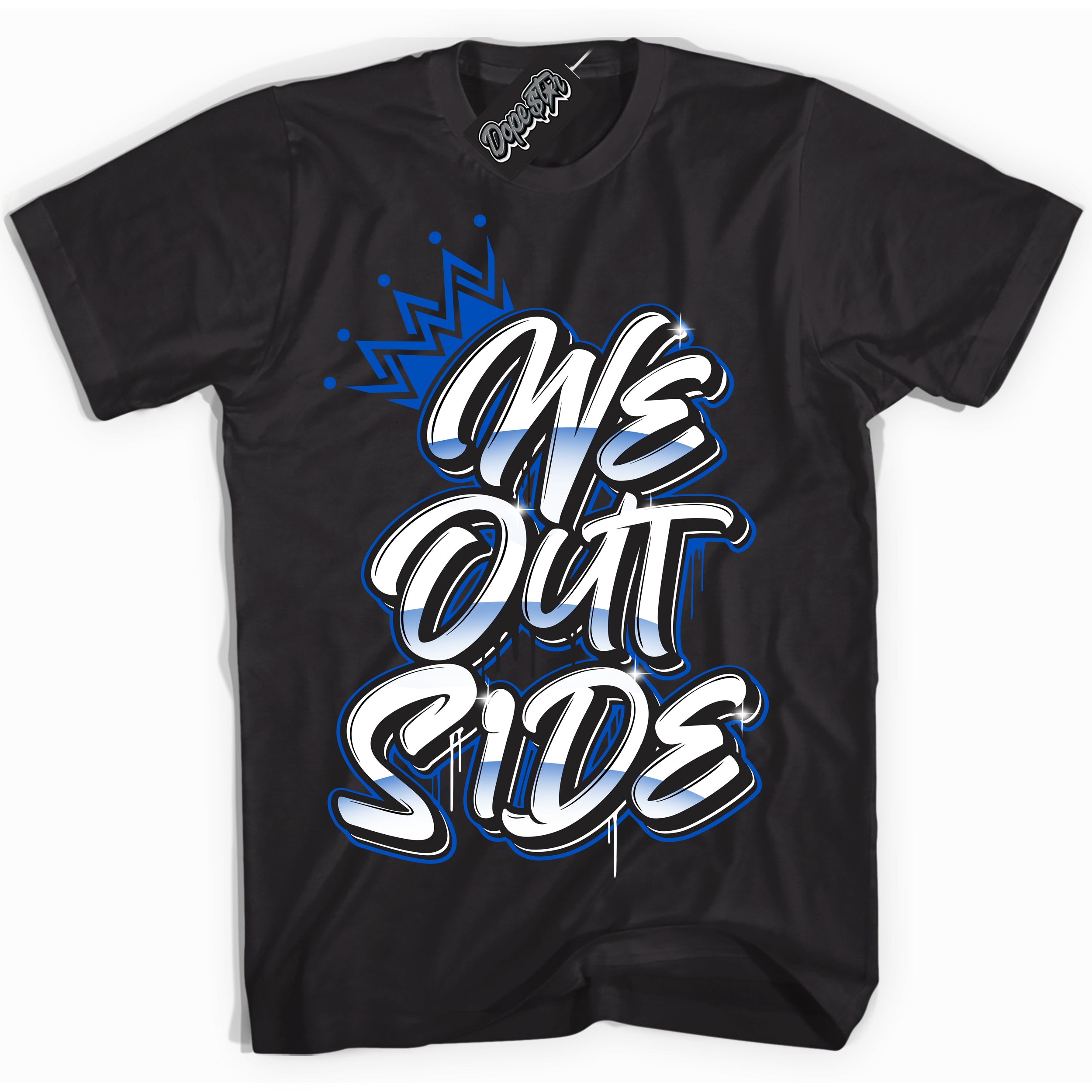 Cool Black Shirt with “ We Outside” design that perfectly matches Quai 54 1s Sneakers.