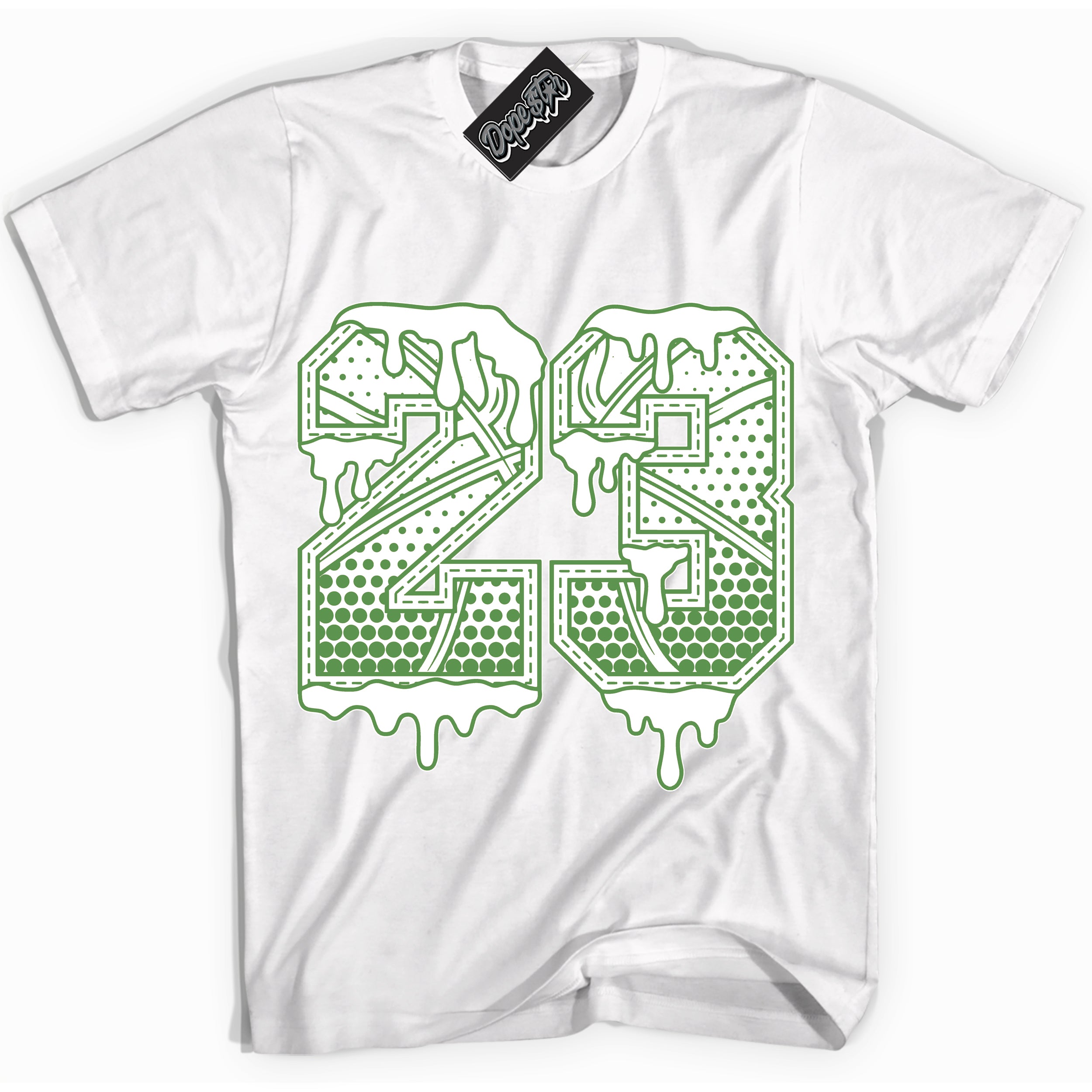 Cool White Shirt with “ 23 Ball ” design that perfectly matches Chlorophyll 1s Jordans.