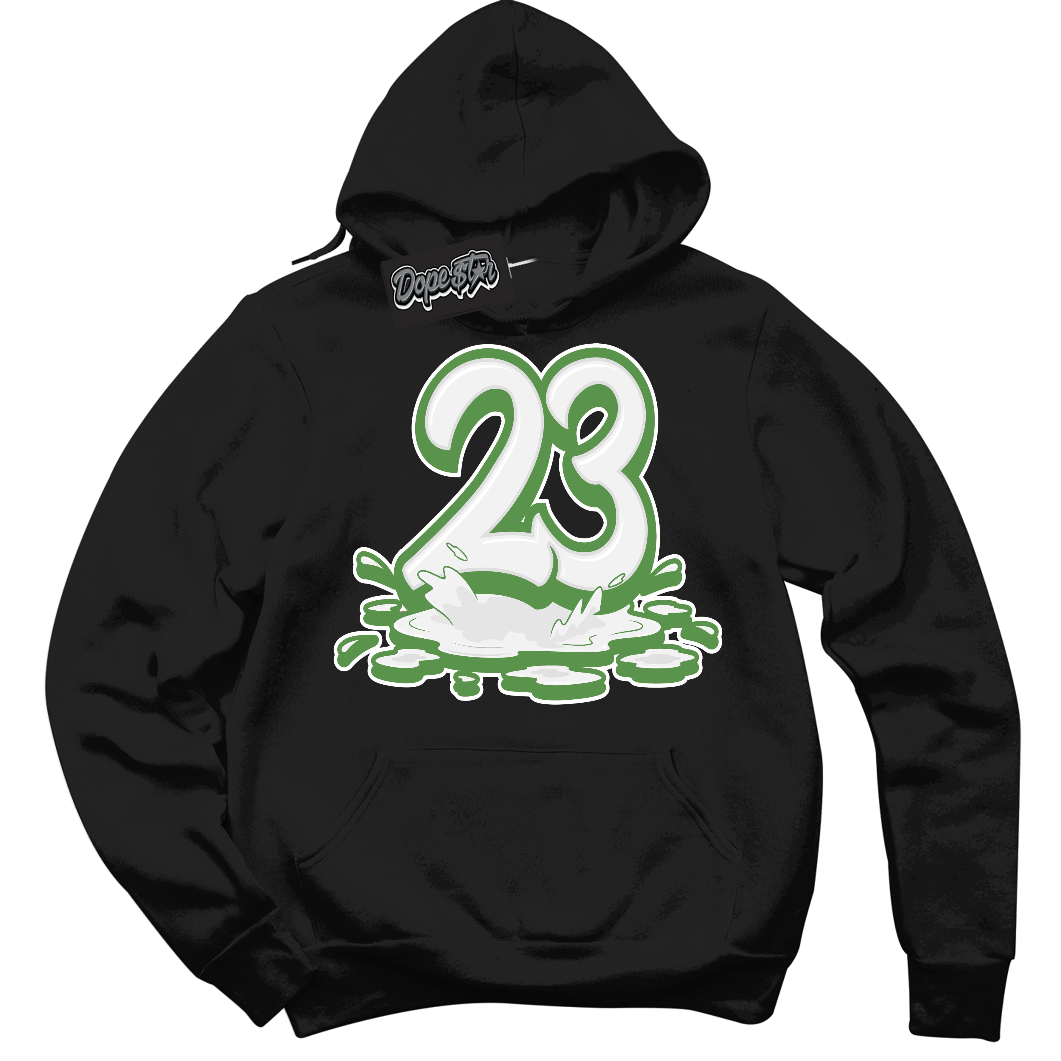 Cool Black Hoodie with “ 23 Melting ” design that Perfectly Matches Chlorophyll 1s Jordans.