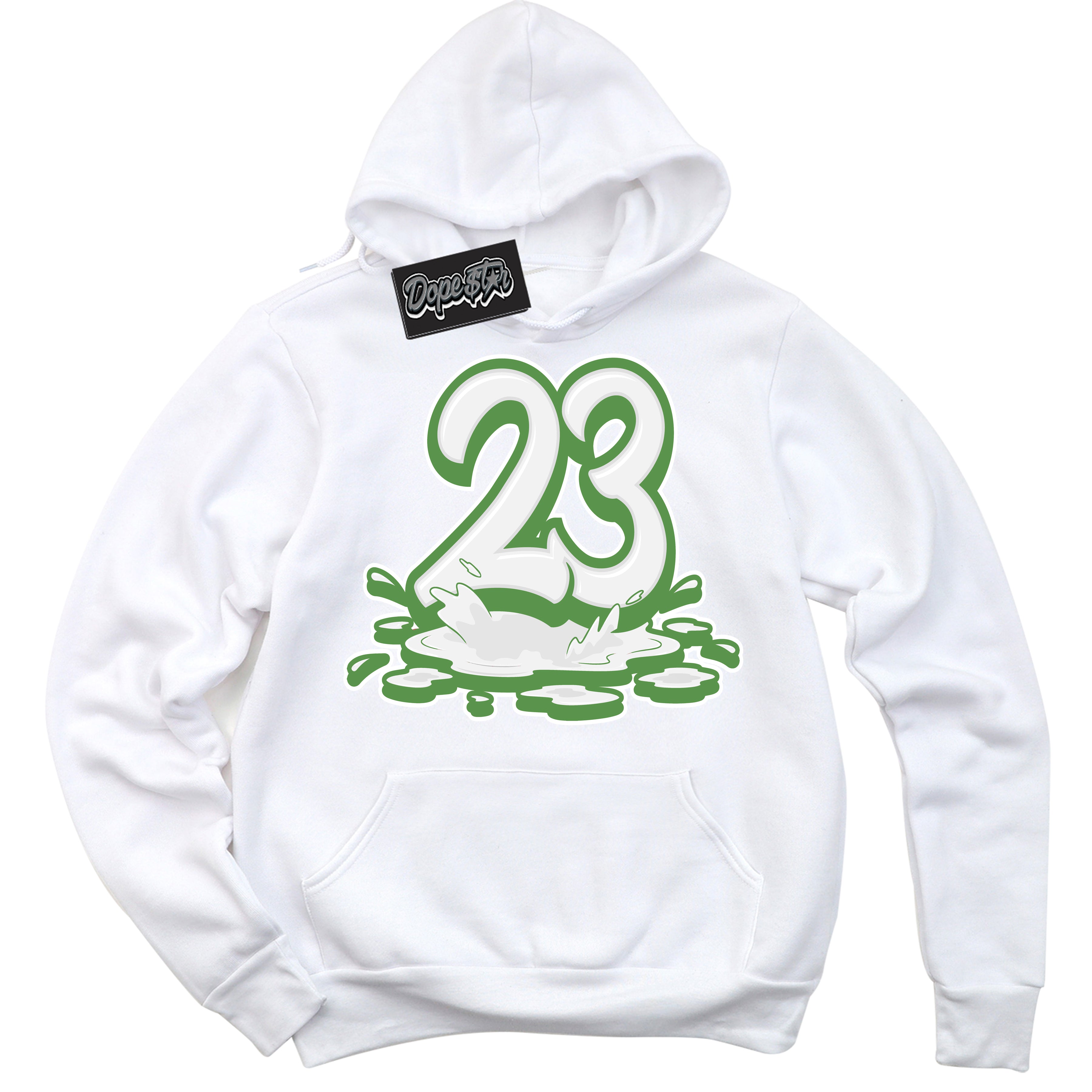 Cool White Hoodie with “ 23 Melting ” design that Perfectly Matches Chlorophyll 1s Jordans.