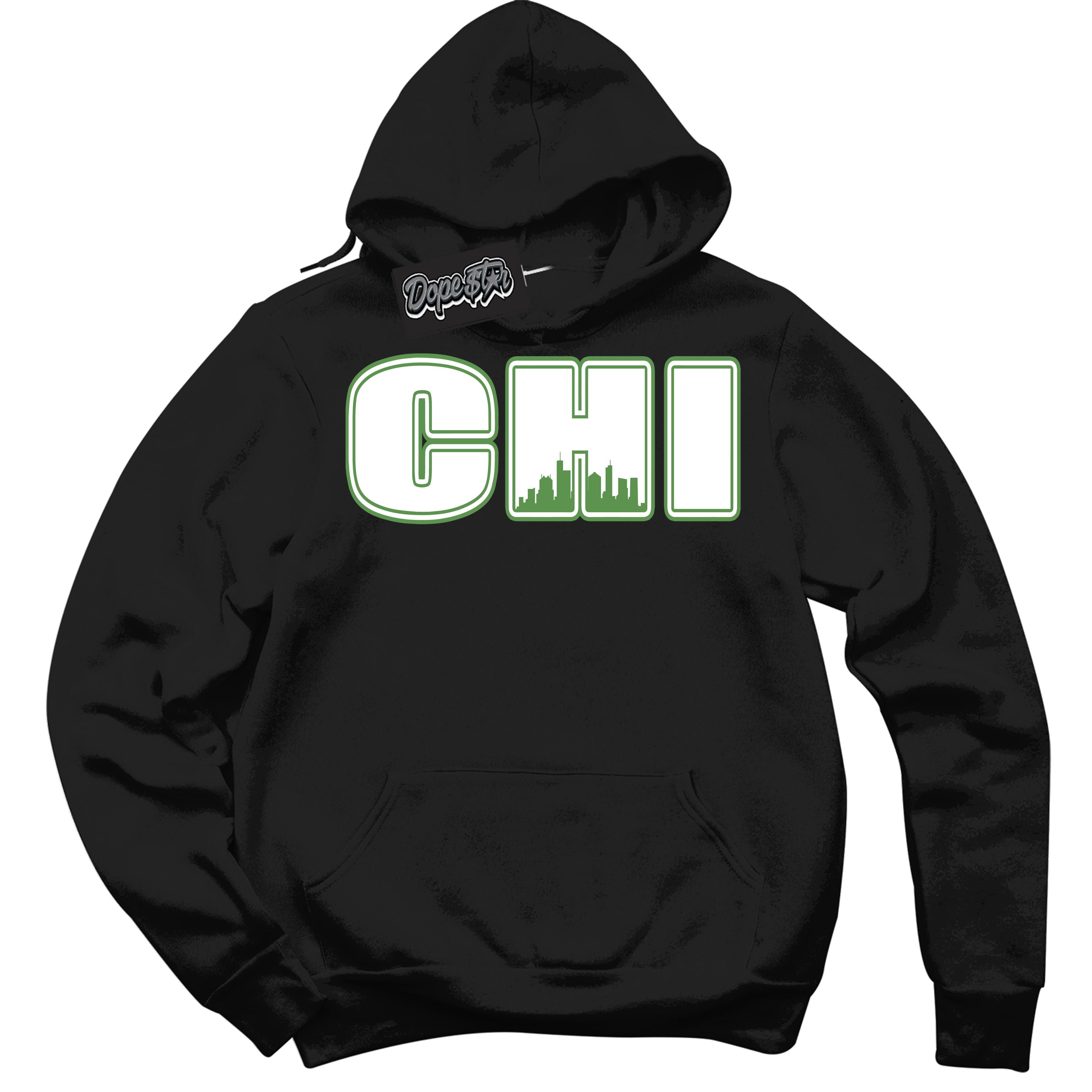 Cool Black Hoodie with “ Chicago ” design that Perfectly Matches Chlorophyll 1s Jordans.
