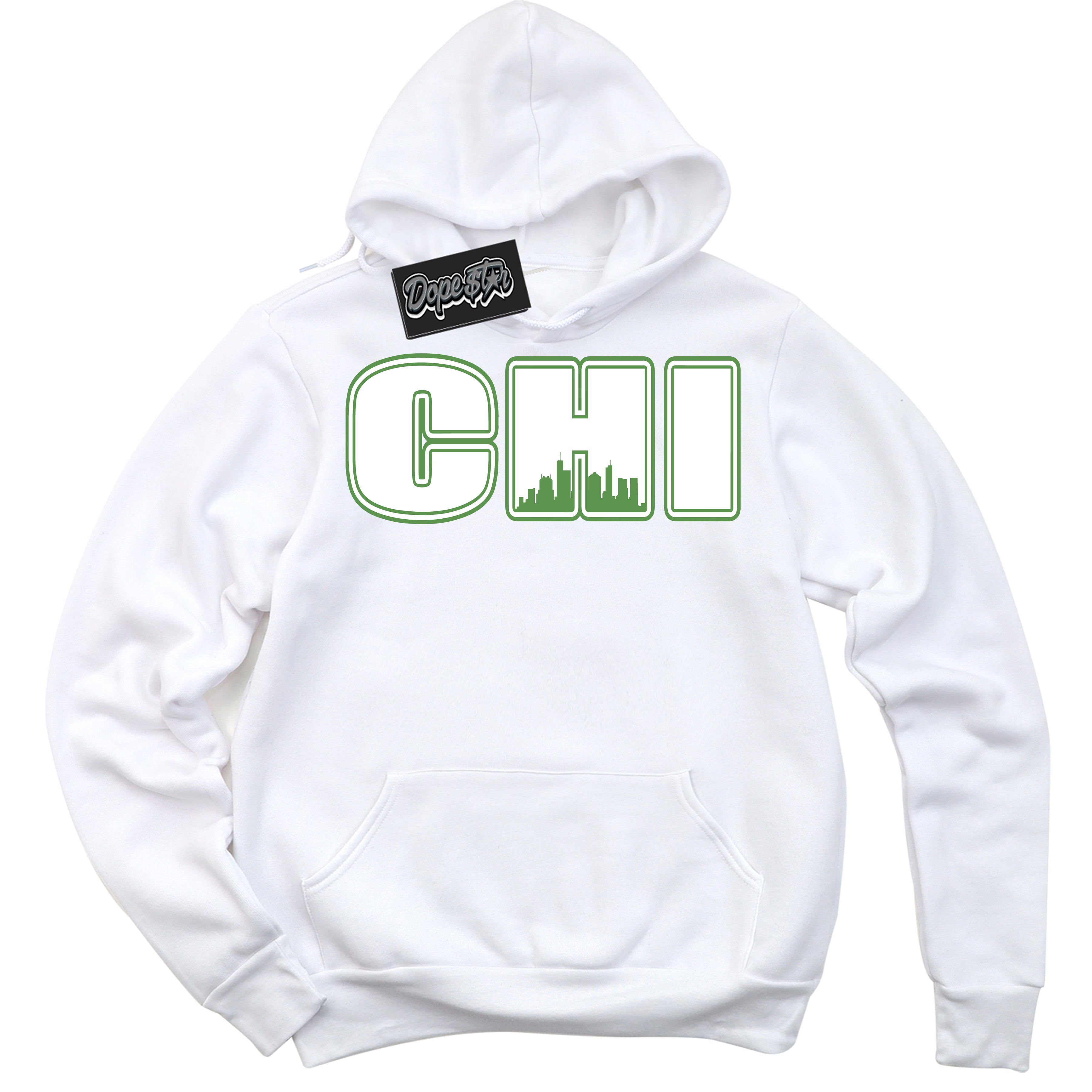 Cool White Hoodie with “ Chicago ” design that Perfectly Matches Chlorophyll 1s Jordans.