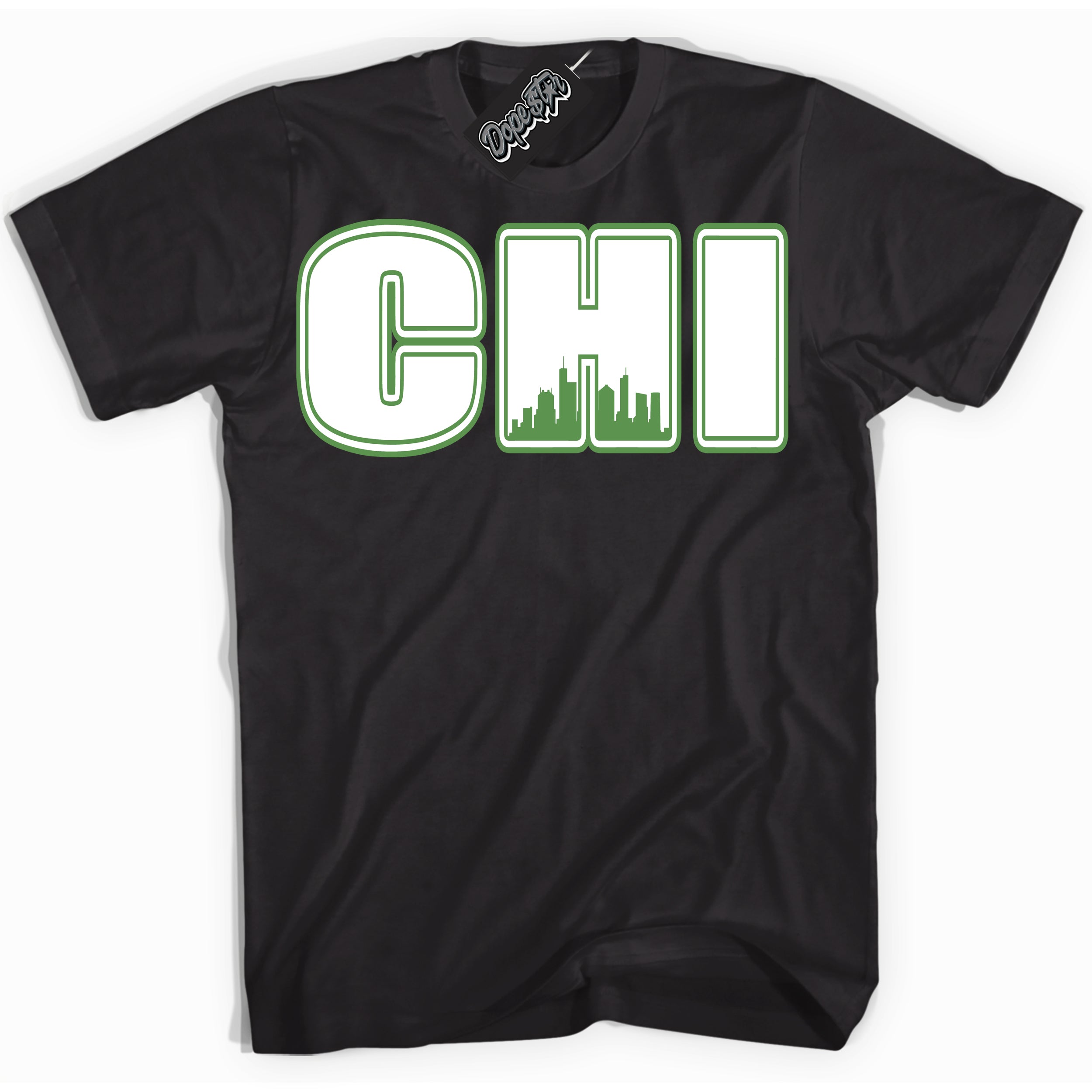 Cool Black Shirt with “ Chicago ” design that perfectly matches Chlorophyll 1s Jordans.