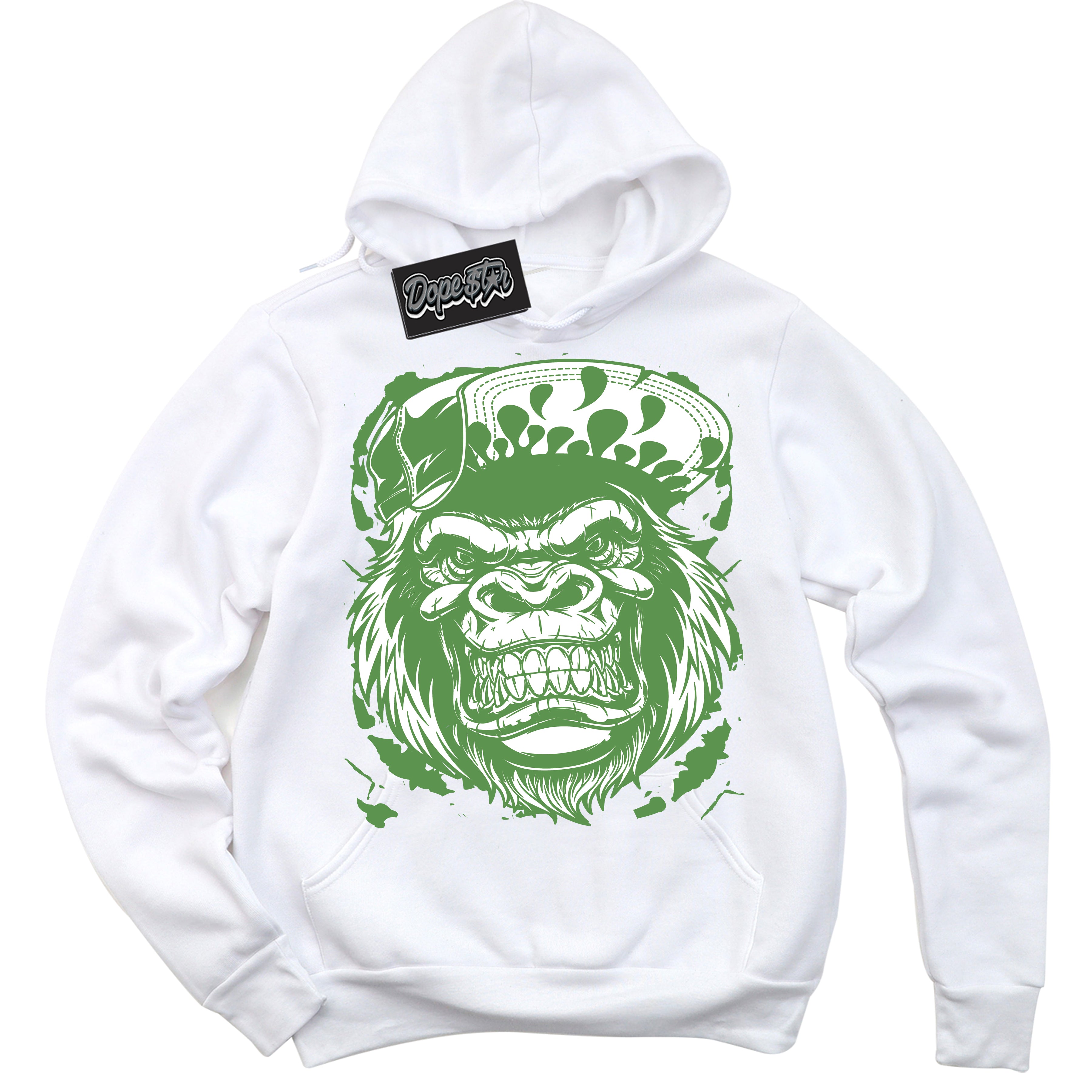Cool White Hoodie with “ Gorilla Beast ” design that Perfectly Matches Chlorophyll 1s Jordans.