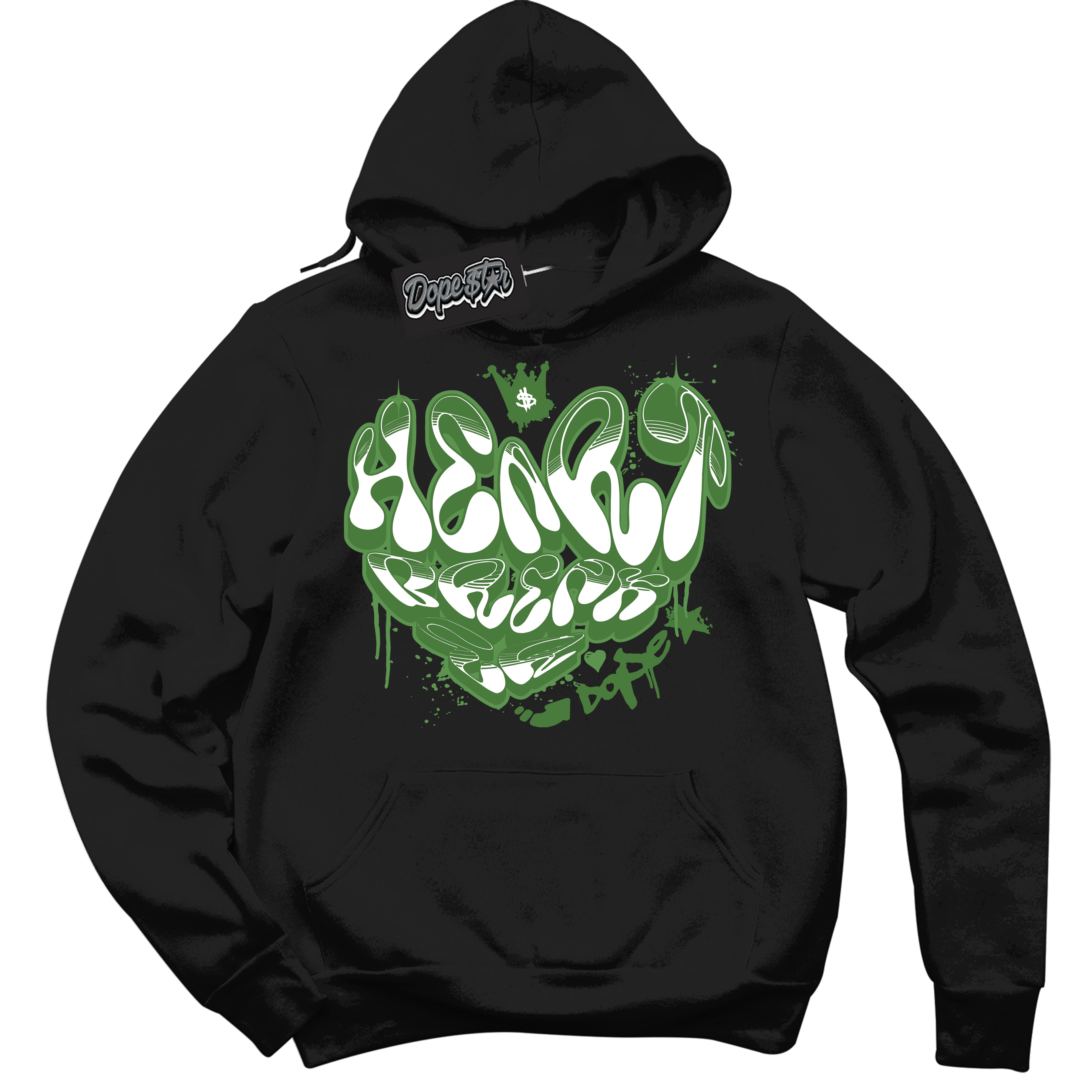 Cool Black Hoodie with “ Heartbreaker Graffiti ” design that Perfectly Matches Chlorophyll 1s Jordans.