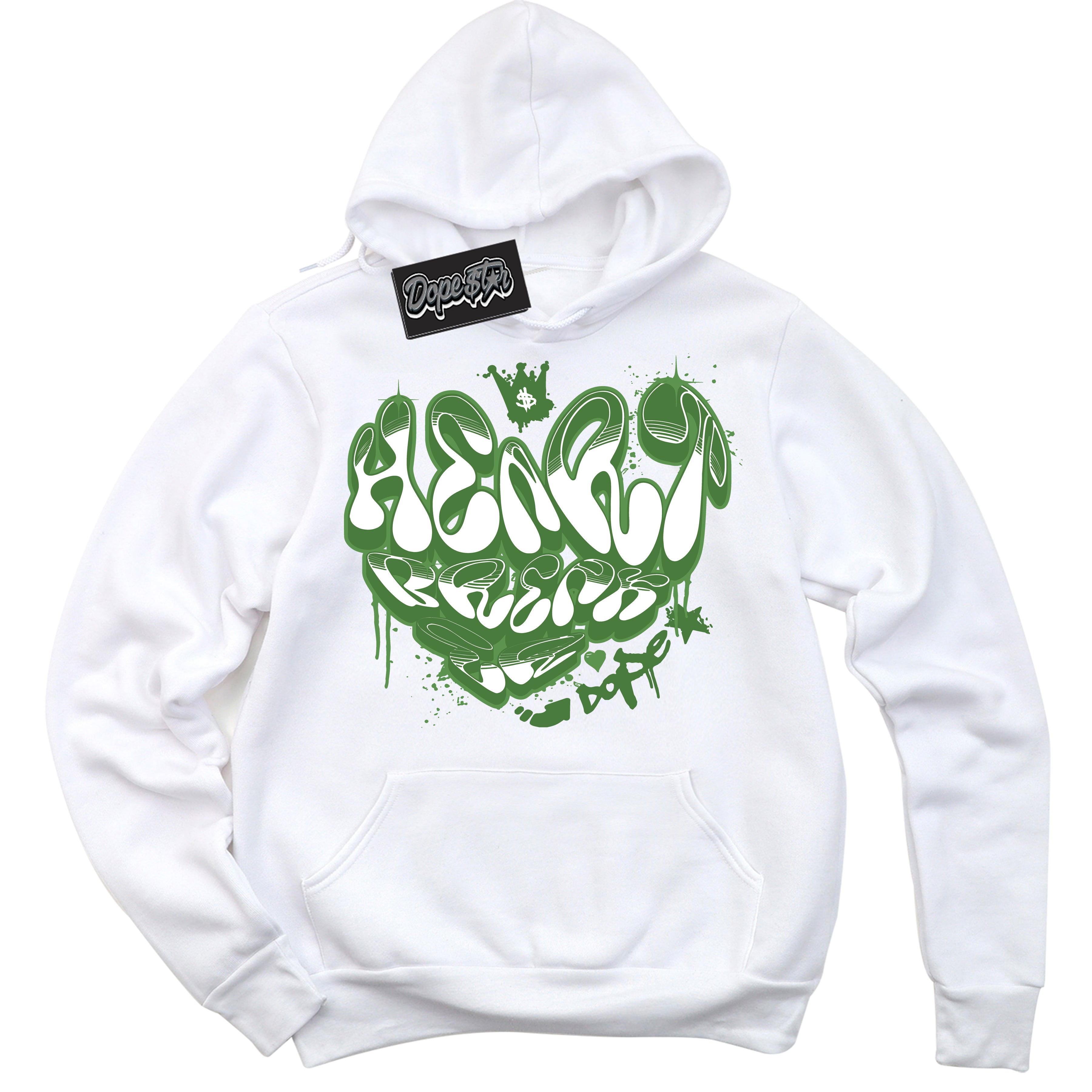 Cool White Hoodie with “ Heartbreaker Graffiti ” design that Perfectly Matches Chlorophyll 1s Jordans.