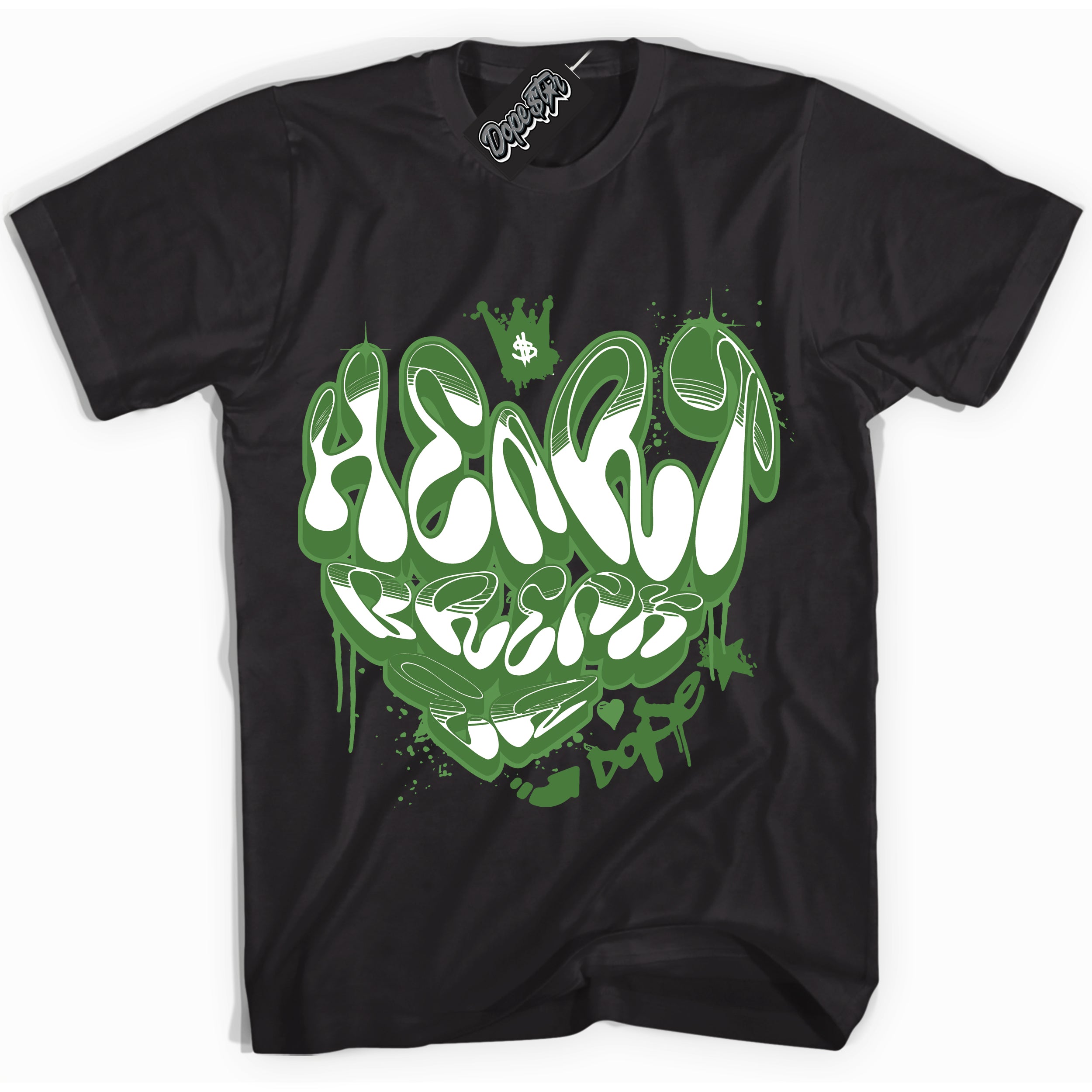 Cool Black Shirt with “ Heartbreaker Graffiti ” design that perfectly matches Chlorophyll 1s Jordans.