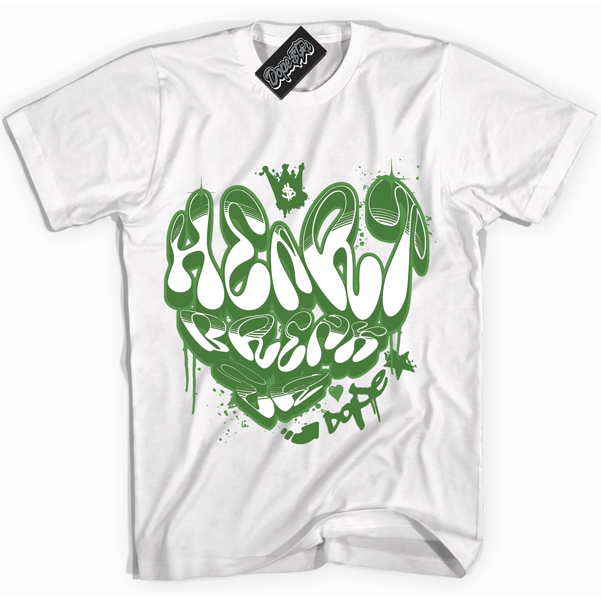 Cool White Shirt with “ Heartbreaker Graffiti ” design that perfectly matches Chlorophyll 1s Jordans.