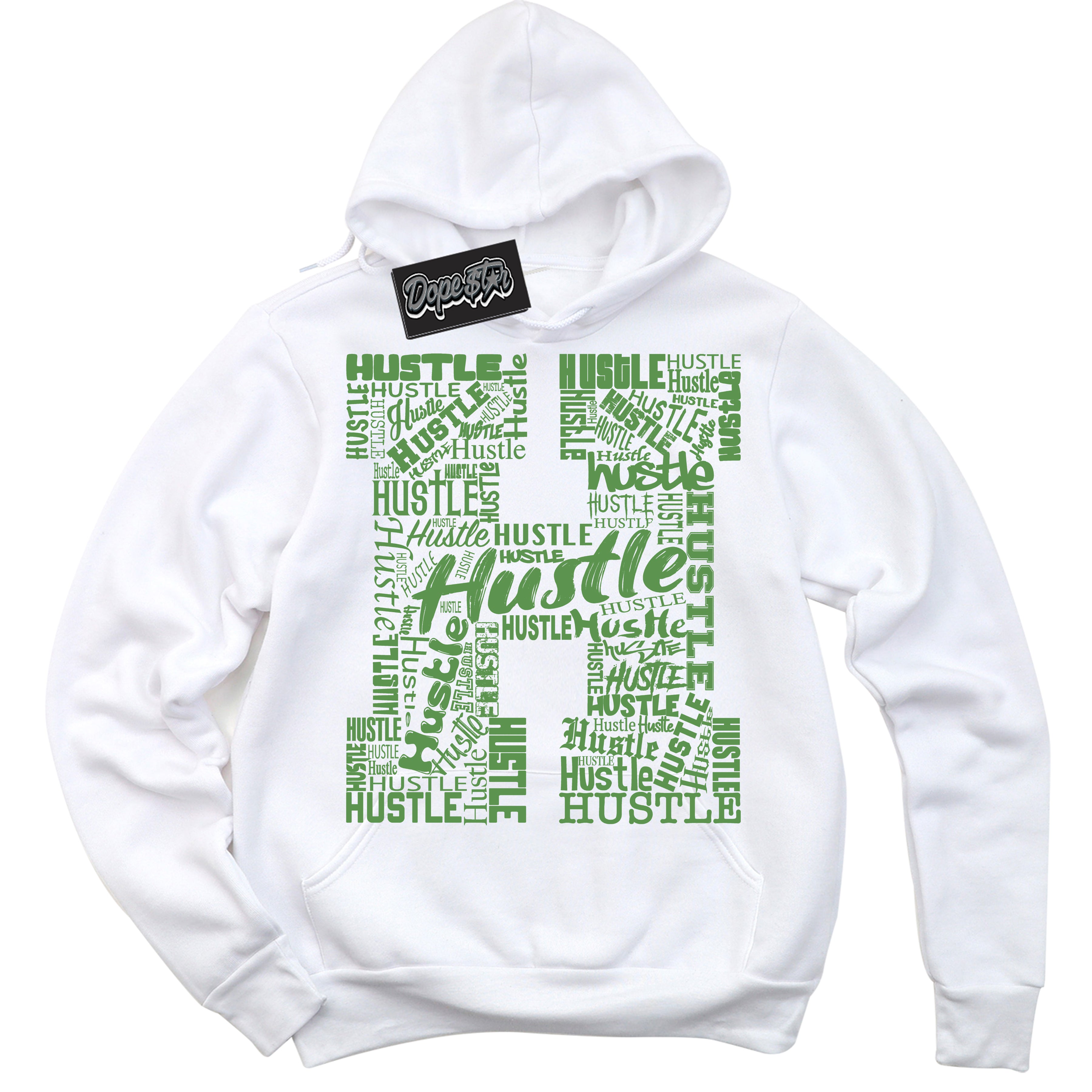 Cool White Hoodie with “ Hustle H ” design that Perfectly Matches Chlorophyll 1s Jordans.