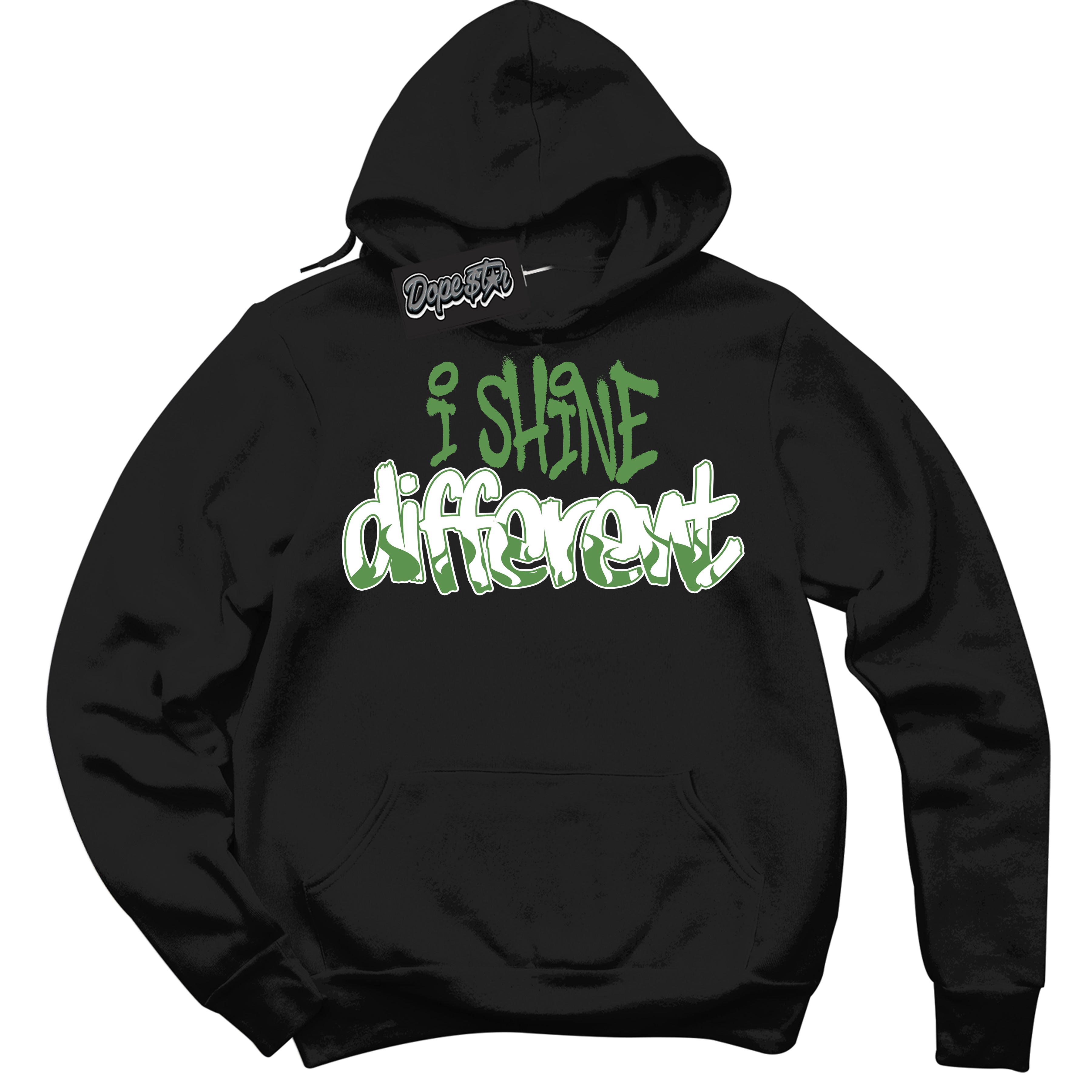 Cool Black Hoodie with “ I Shine Different ” design that Perfectly Matches Chlorophyll 1s Jordans.