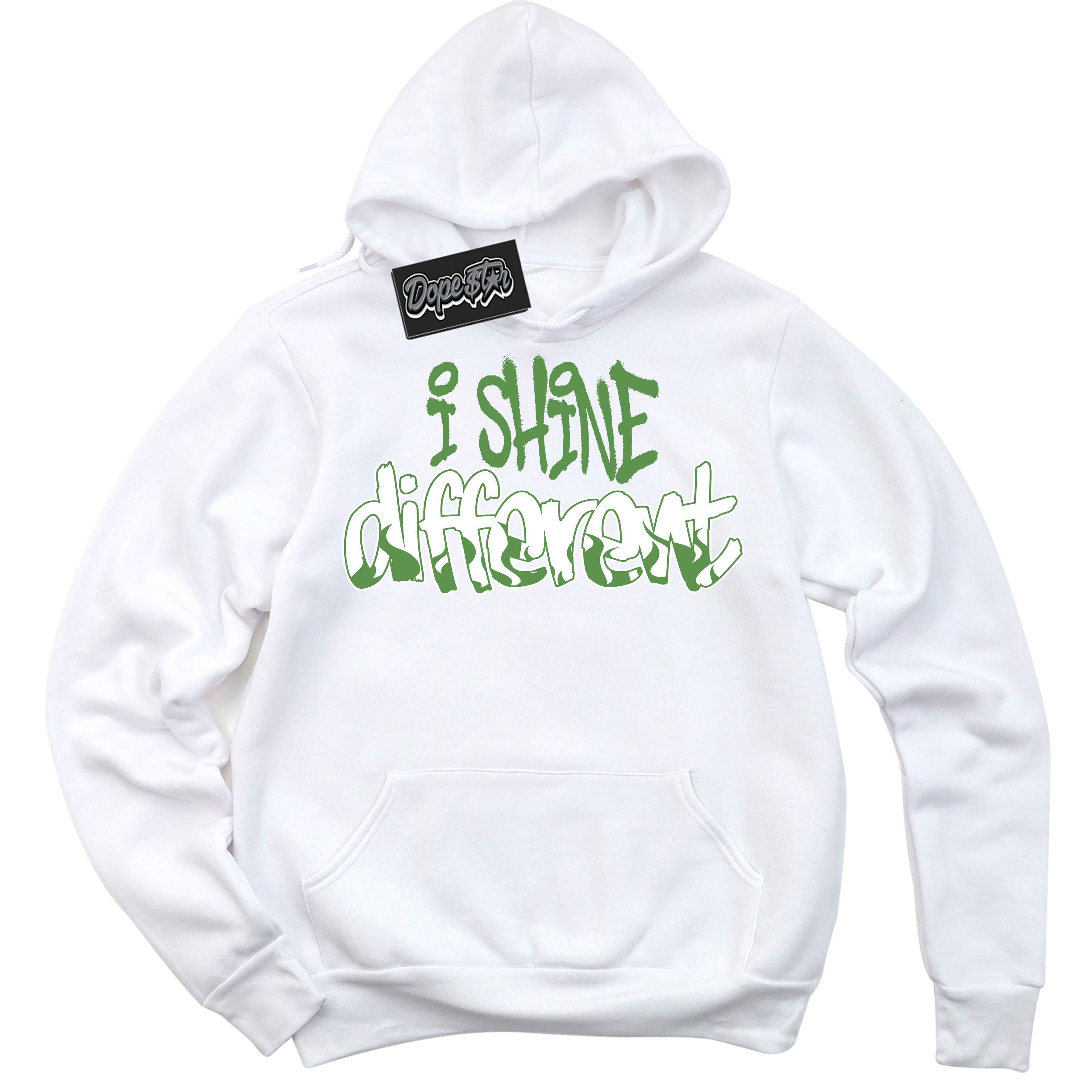 Cool White Hoodie with “ I Shine Different ” design that Perfectly Matches Chlorophyll 1s Jordans.