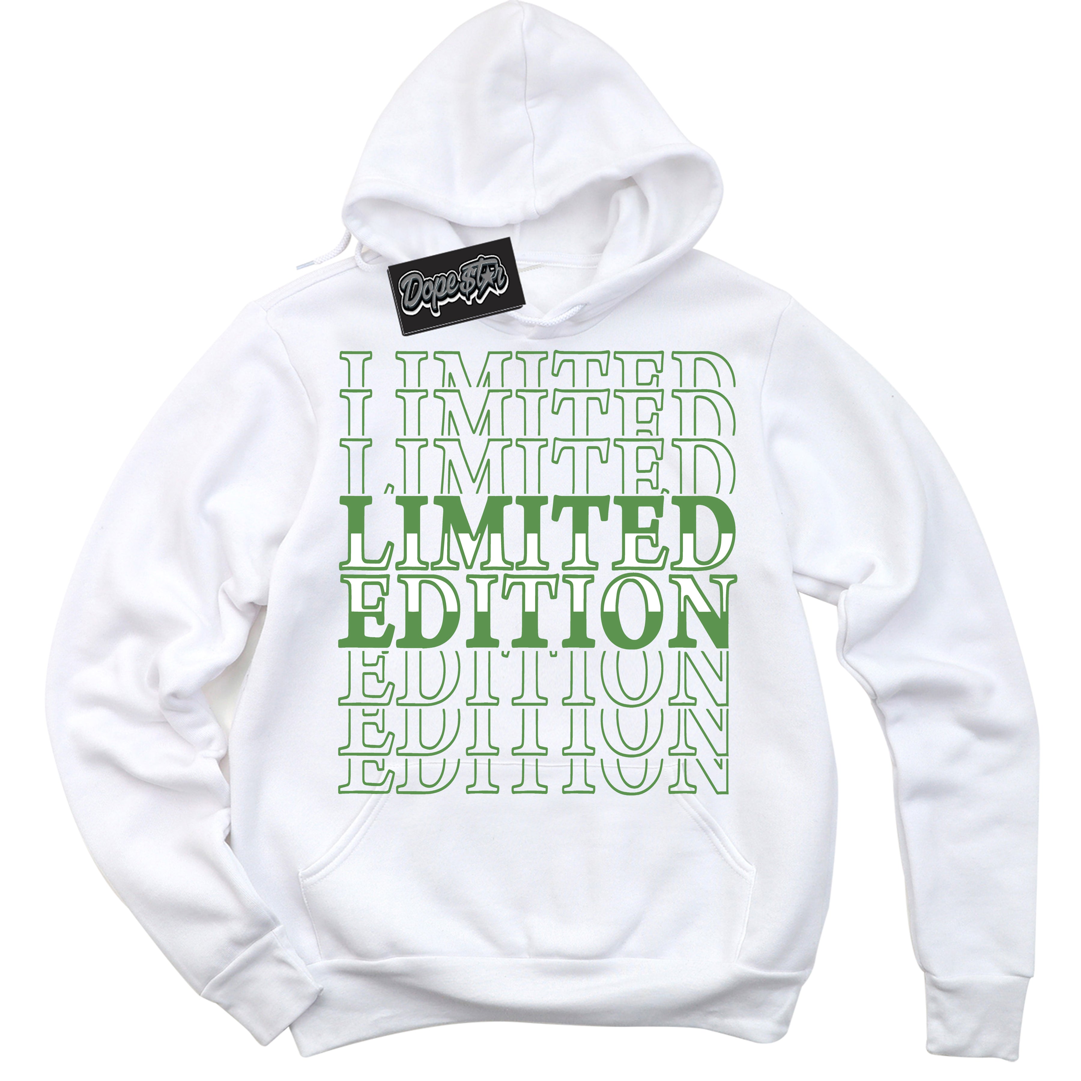 Cool White Hoodie with “ Limited Edition ” design that Perfectly Matches Chlorophyll 1s Jordans.