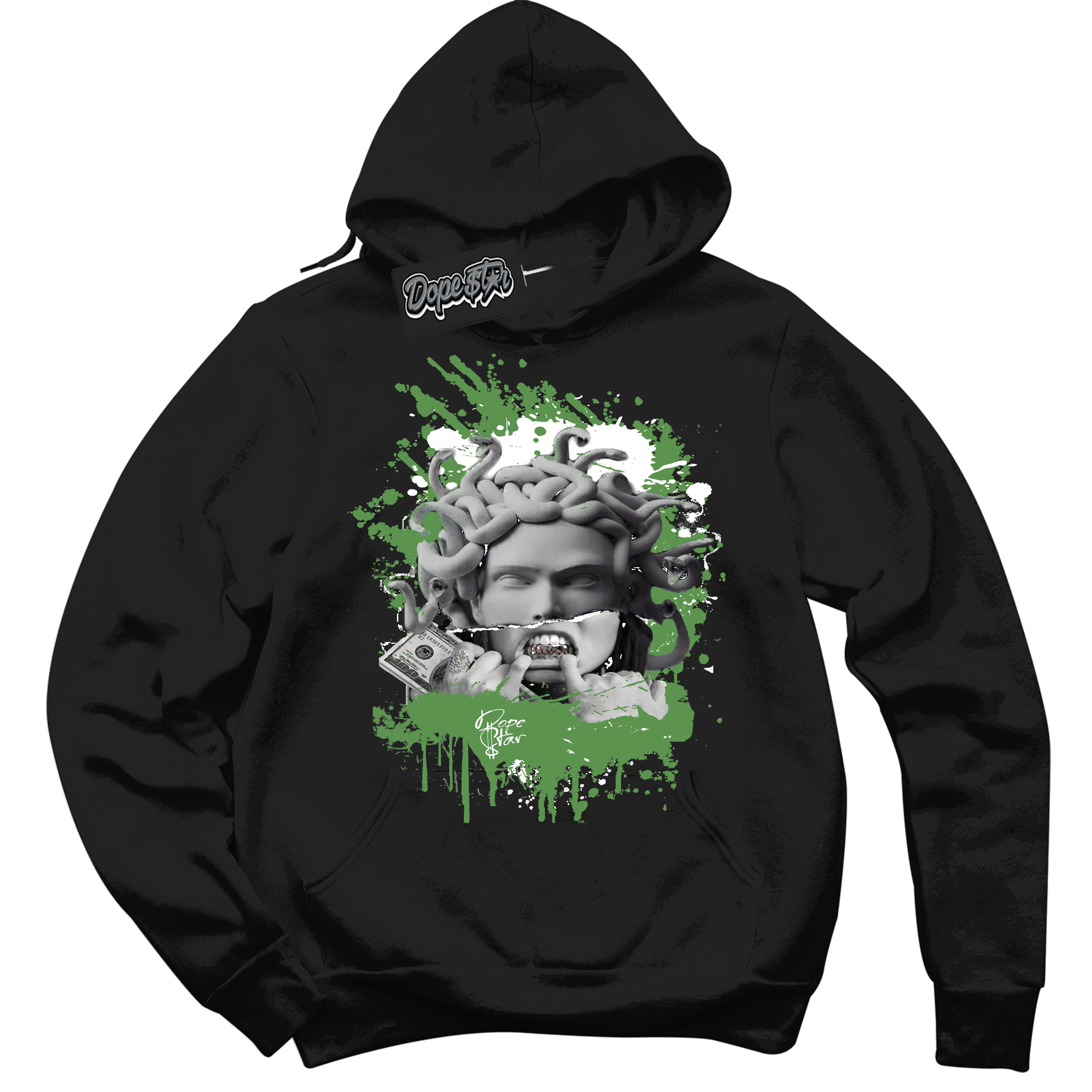 Cool Black Hoodie with “ Medusa ” design that Perfectly Matches Chlorophyll 1s Jordans.