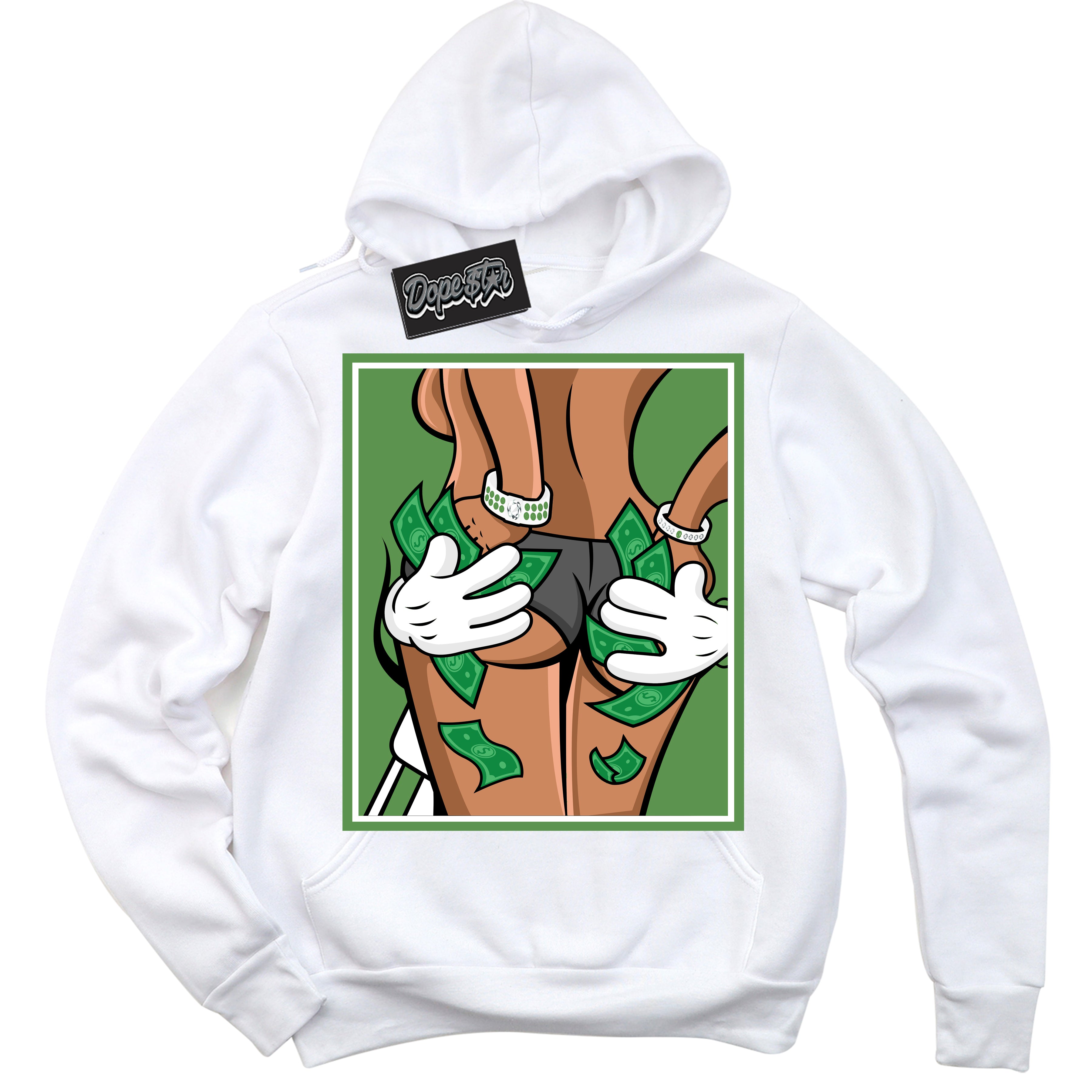 Cool White Hoodie with “ Money Hands ” design that Perfectly Matches Chlorophyll 1s Jordans.