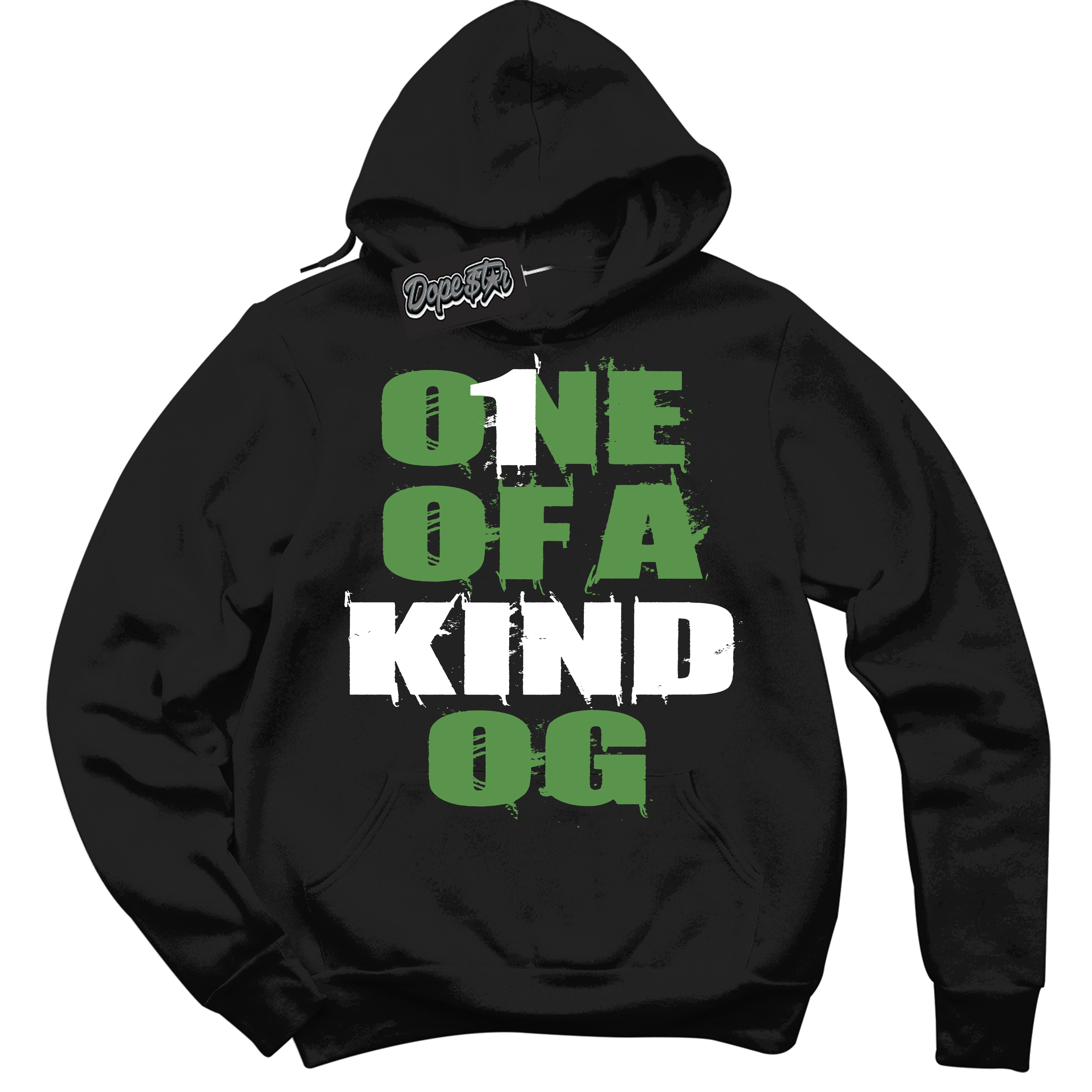 Cool Black Hoodie with “ One Of A Kind ” design that Perfectly Matches Chlorophyll 1s Jordans.