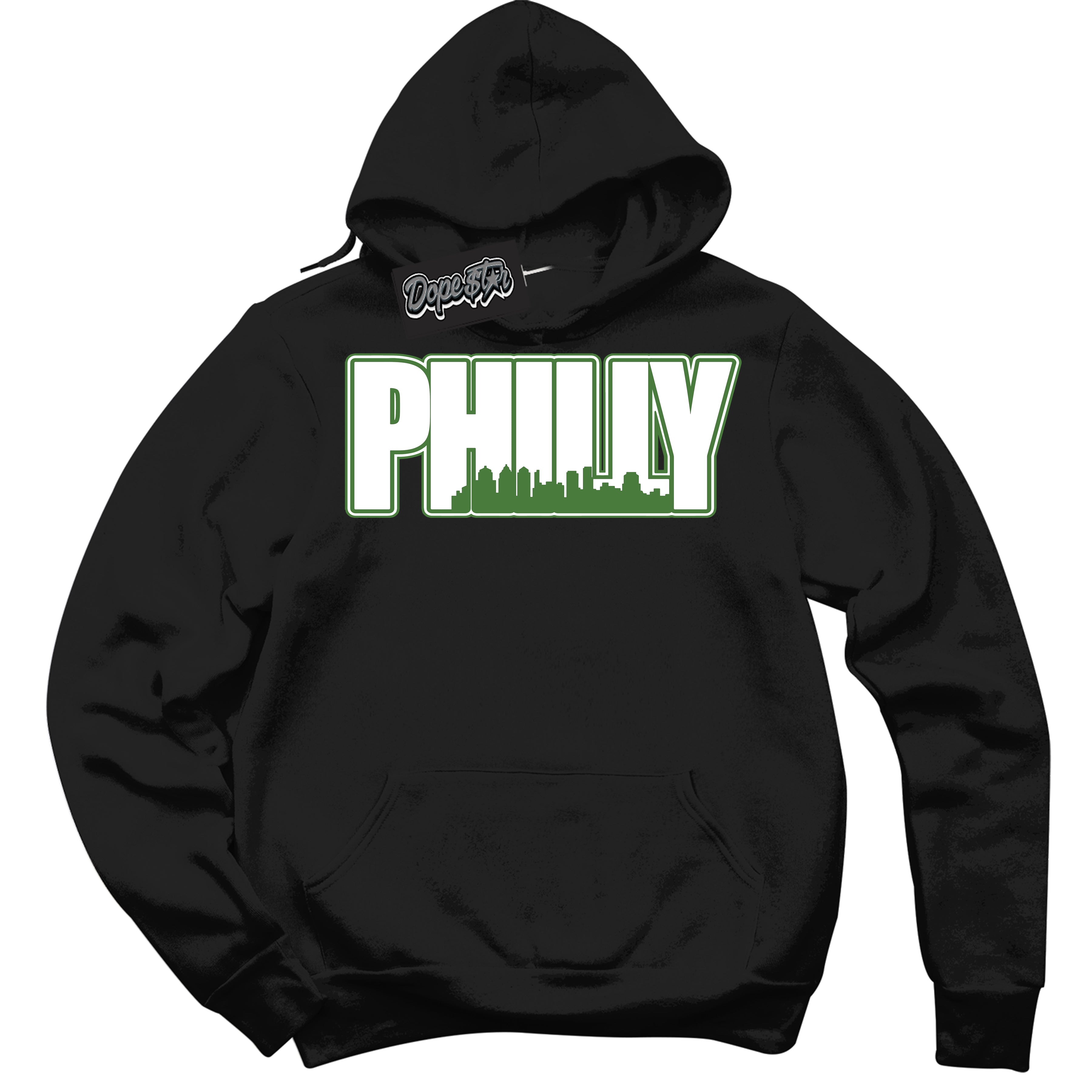 Cool Black Hoodie with “ Philly ” design that Perfectly Matches Chlorophyll 1s Jordans.