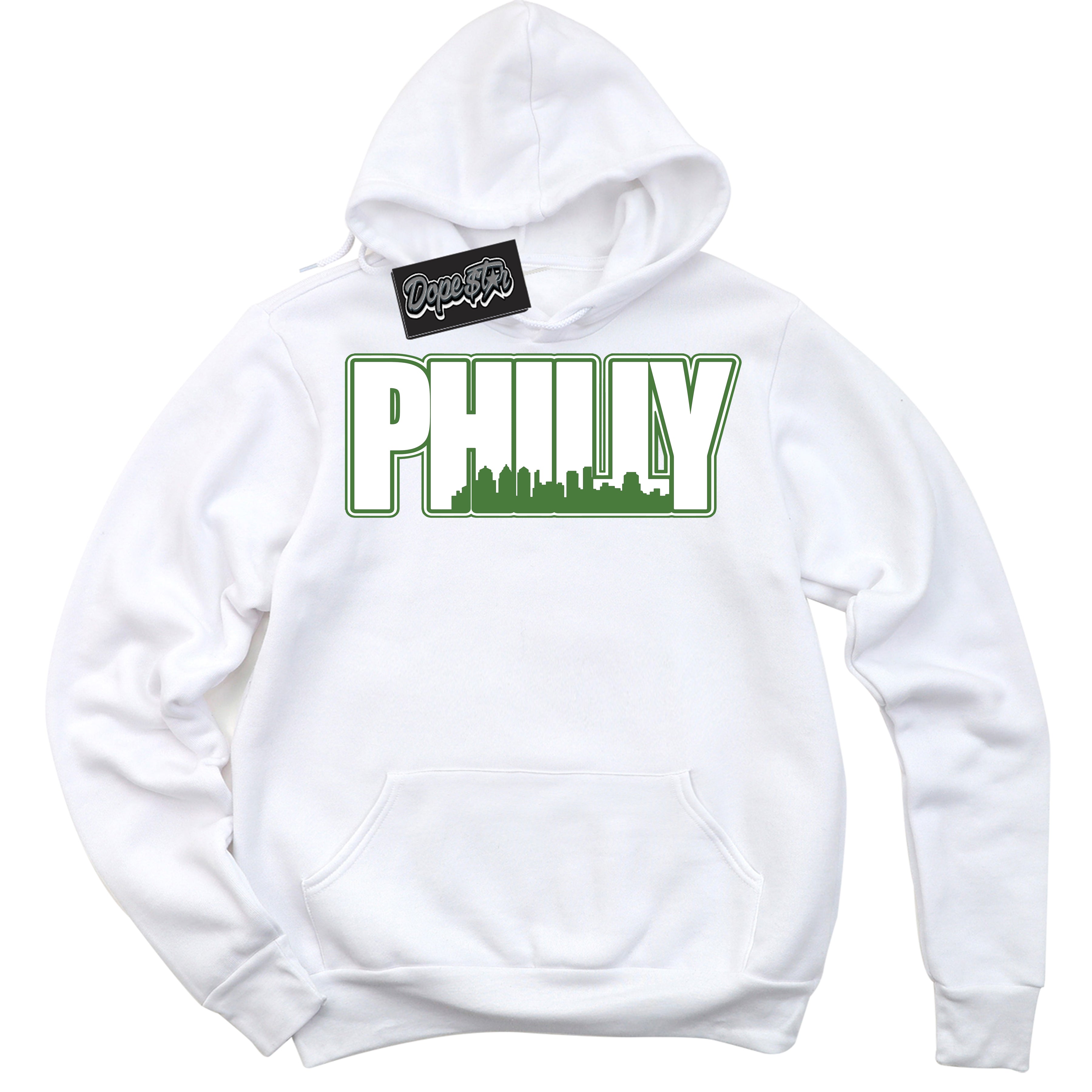 Cool White Hoodie with “ Philly ” design that Perfectly Matches Chlorophyll 1s Jordans.