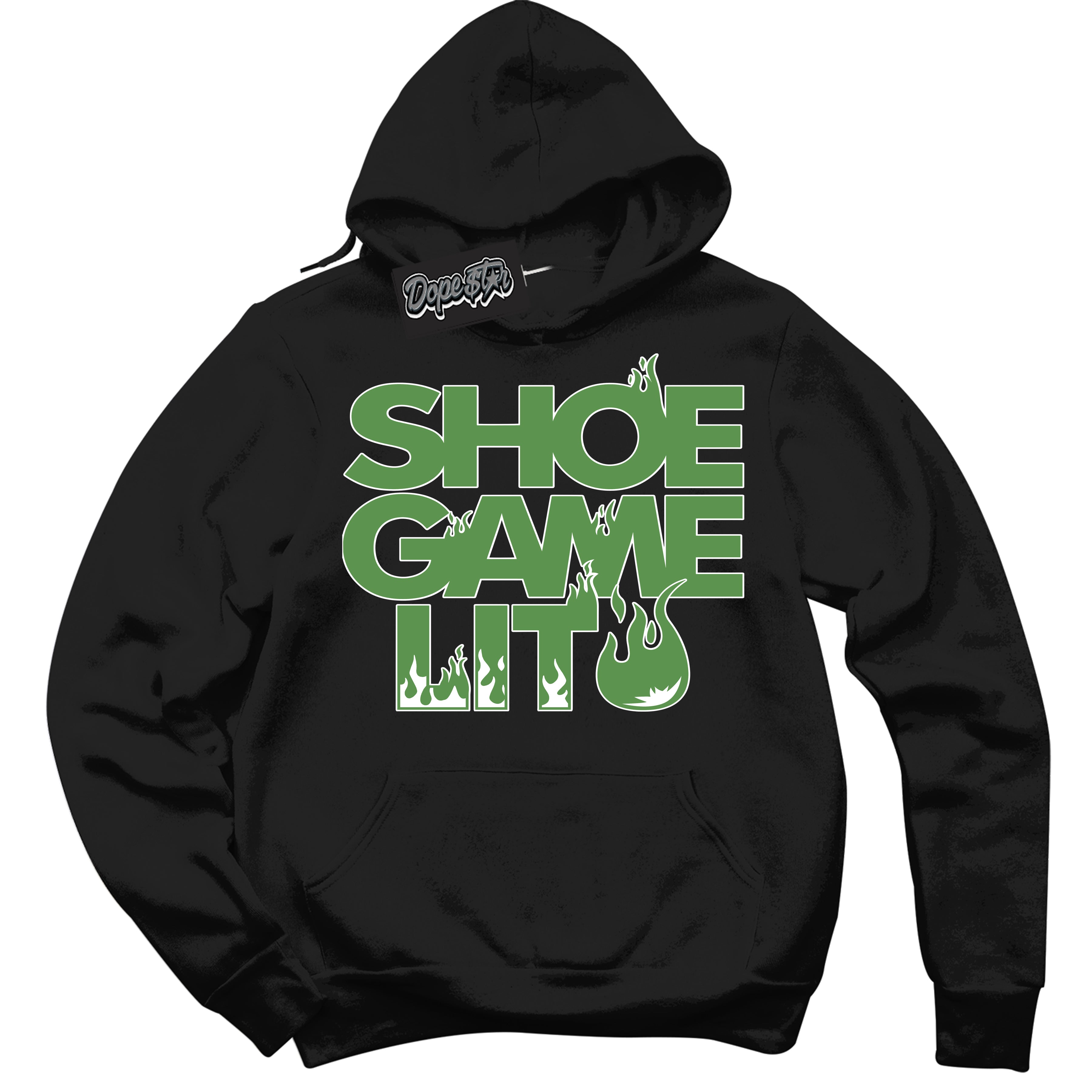 Cool Black Hoodie with “ Shoe Game Lit ” design that Perfectly Matches Chlorophyll 1s Jordans.