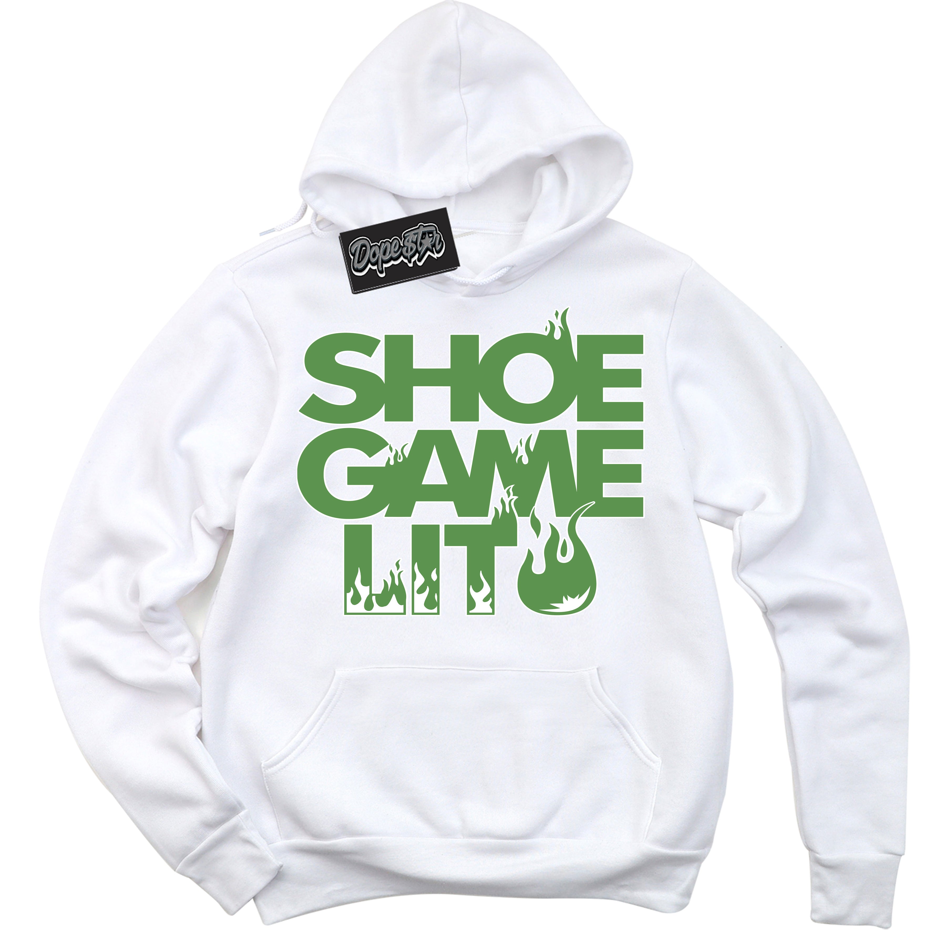 Cool White Hoodie with “ Shoe Game Lit ” design that Perfectly Matches Chlorophyll 1s Jordans.