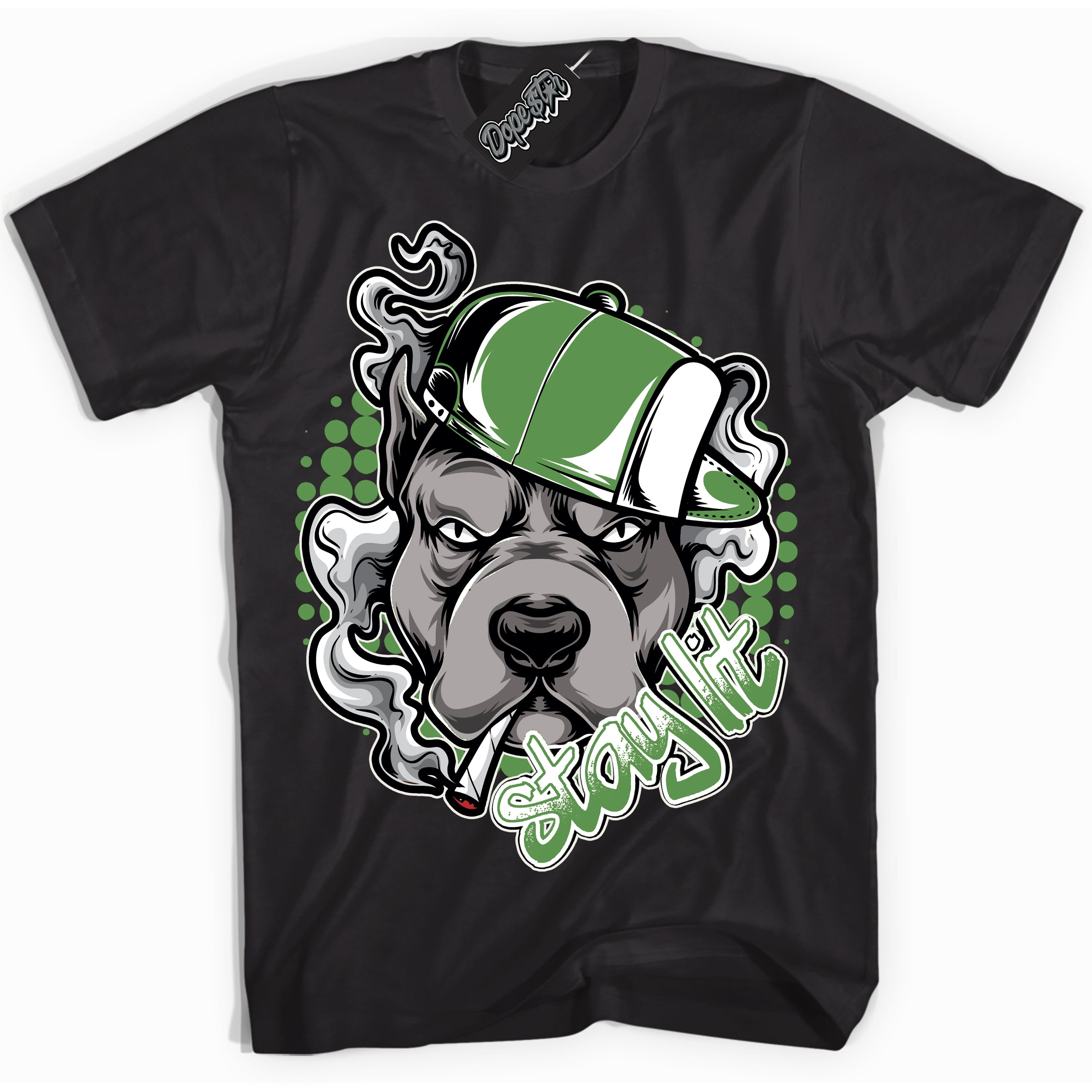 Cool Black Shirt with “ Stay Lit ” design that perfectly matches Chlorophyll 1s Jordans.