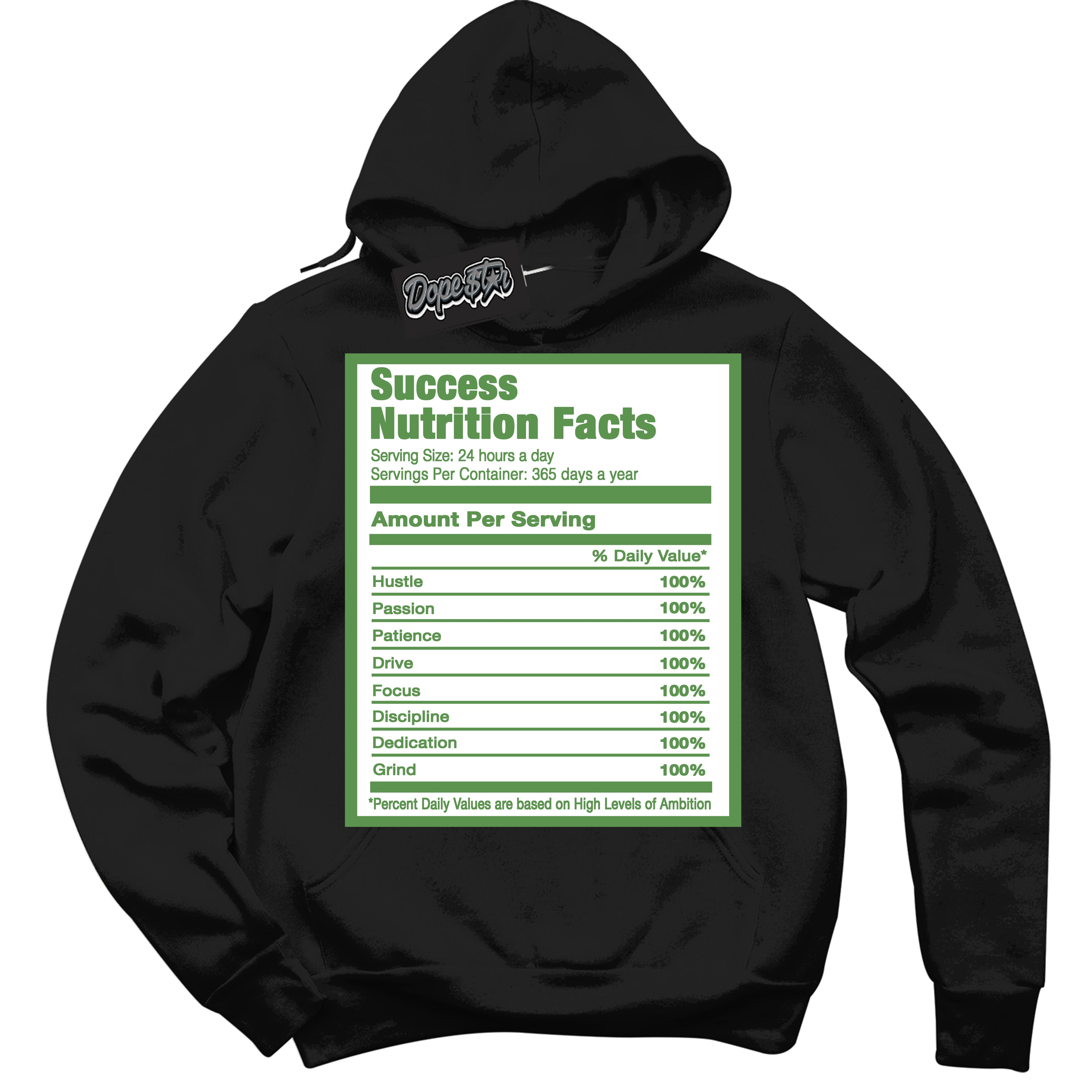 Cool Black Hoodie with “ Success Nutrition ” design that Perfectly Matches Chlorophyll 1s Jordans.