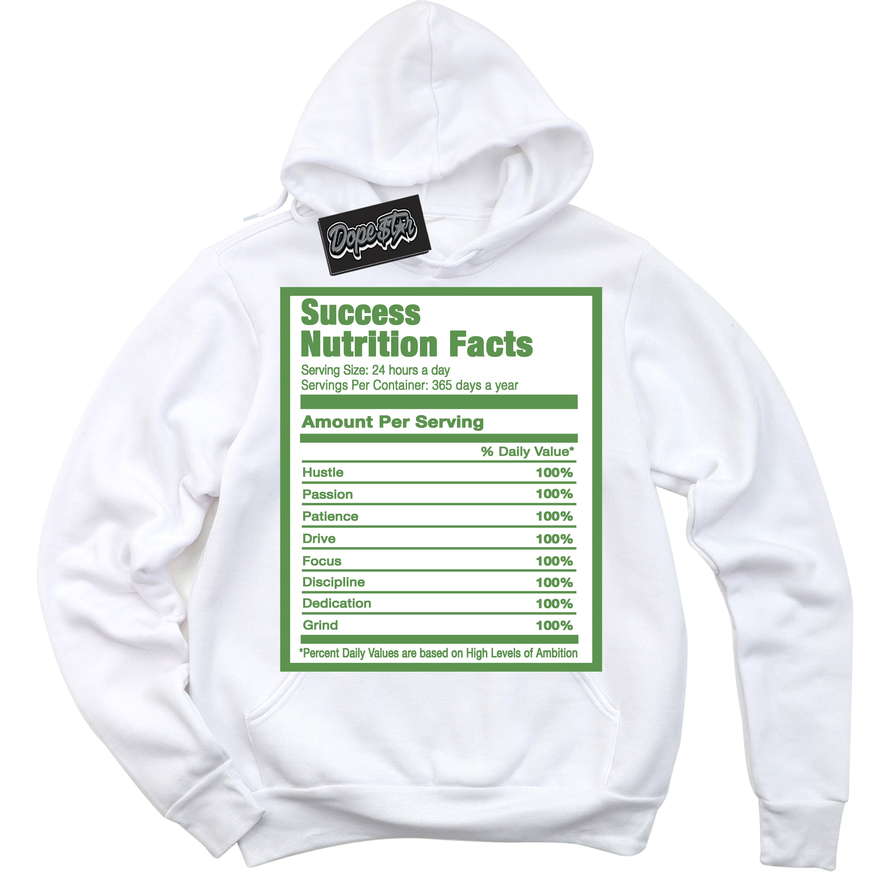 Cool White Hoodie with “ Success Nutrition ” design that Perfectly Matches Chlorophyll 1s Jordans.
