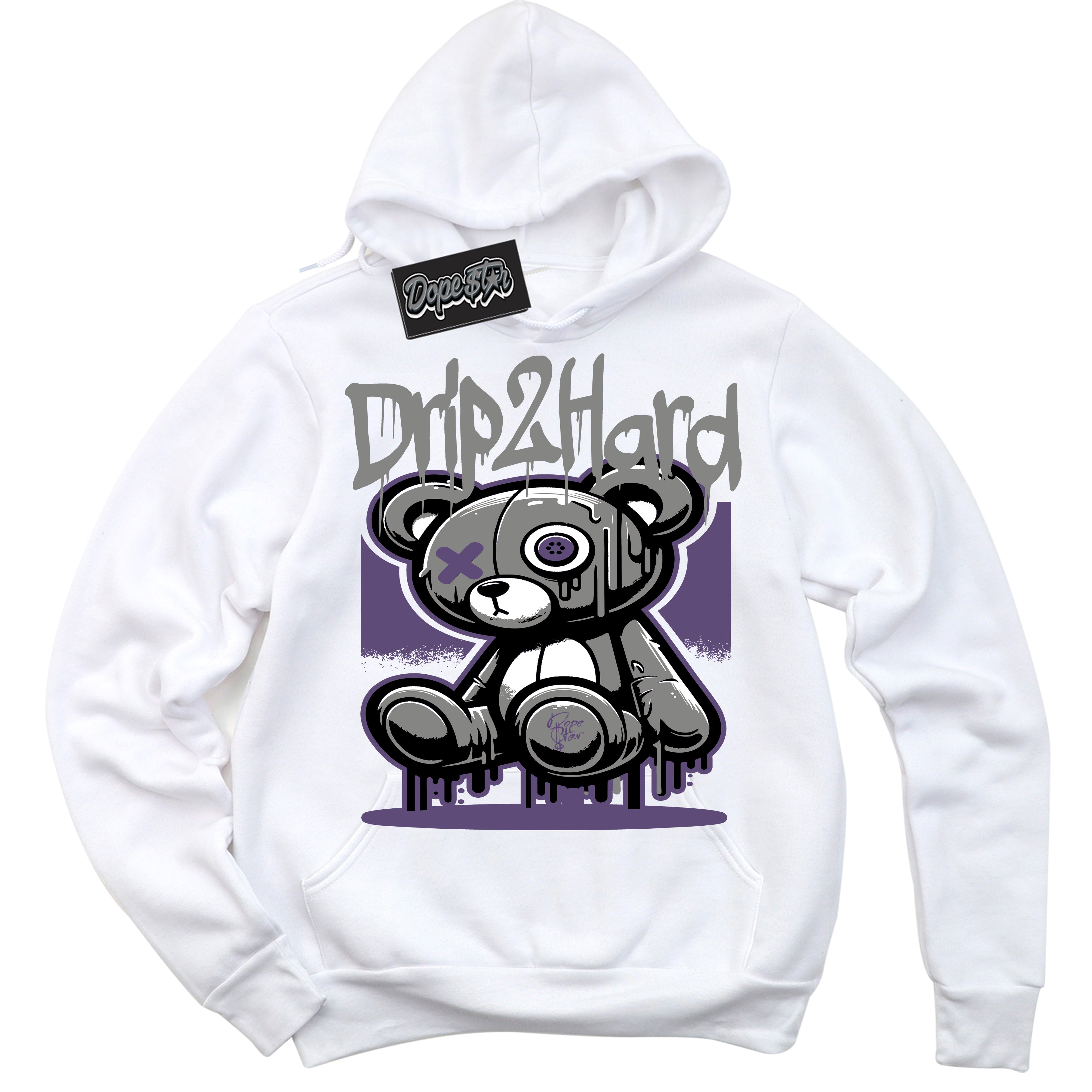 Cool White Hoodie with “ Drip 2 Hard ” design that Perfectly Matches Punk Rock 1s Sneakers.