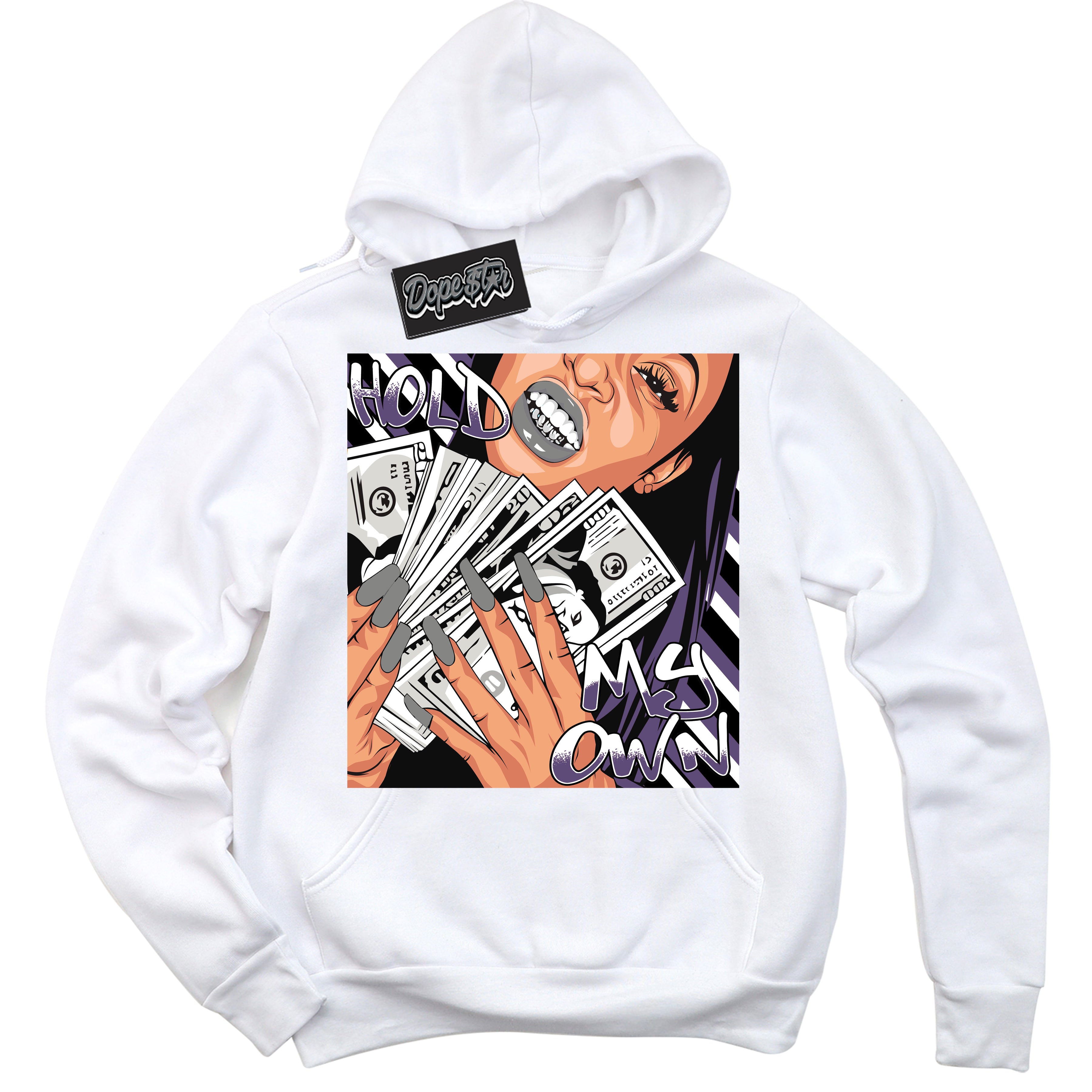 Cool White Hoodie with “ Hold My Own ” design that Perfectly Matches Punk Rock 1s Sneakers.