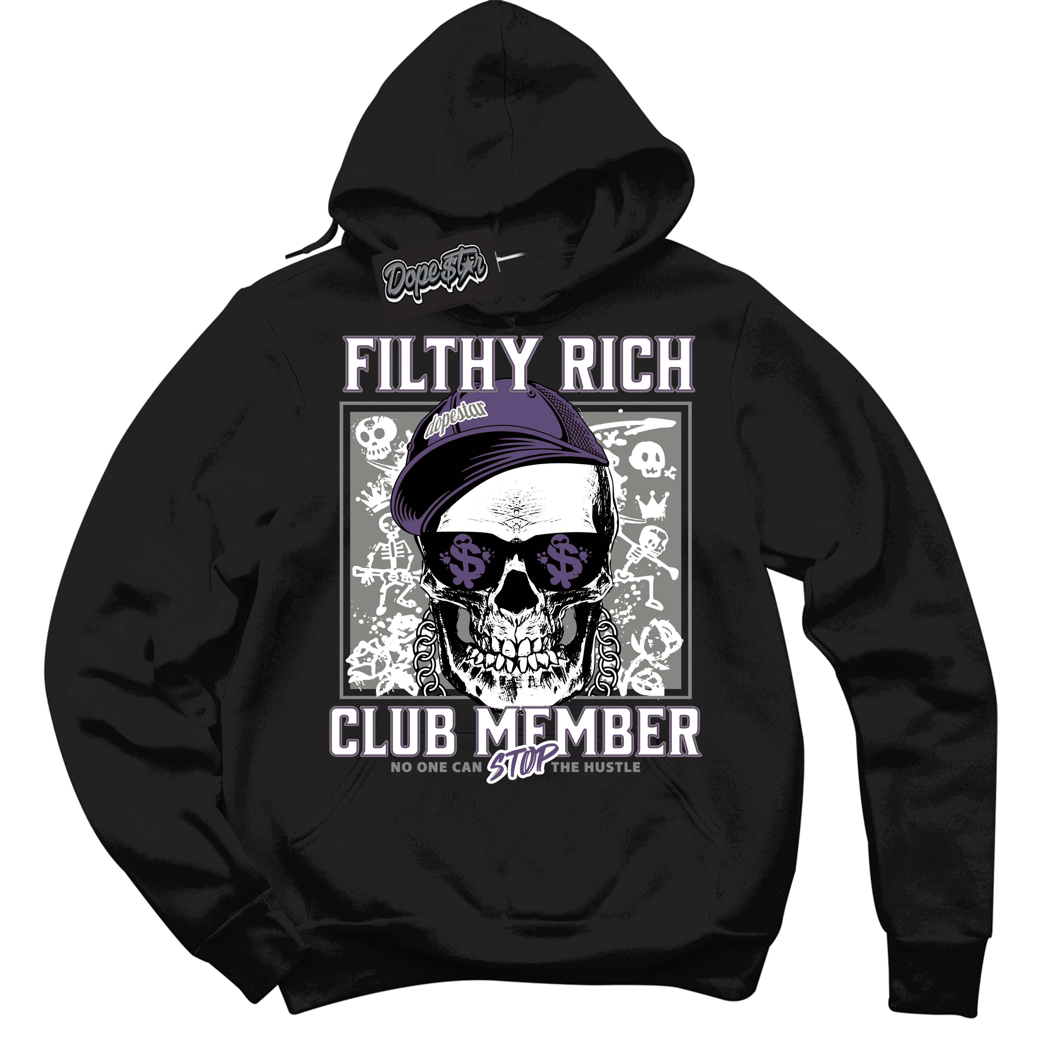 Cool Black Hoodie with “ Filthy Rich ” design that Perfectly Matches Punk Rock 1s Sneakers.