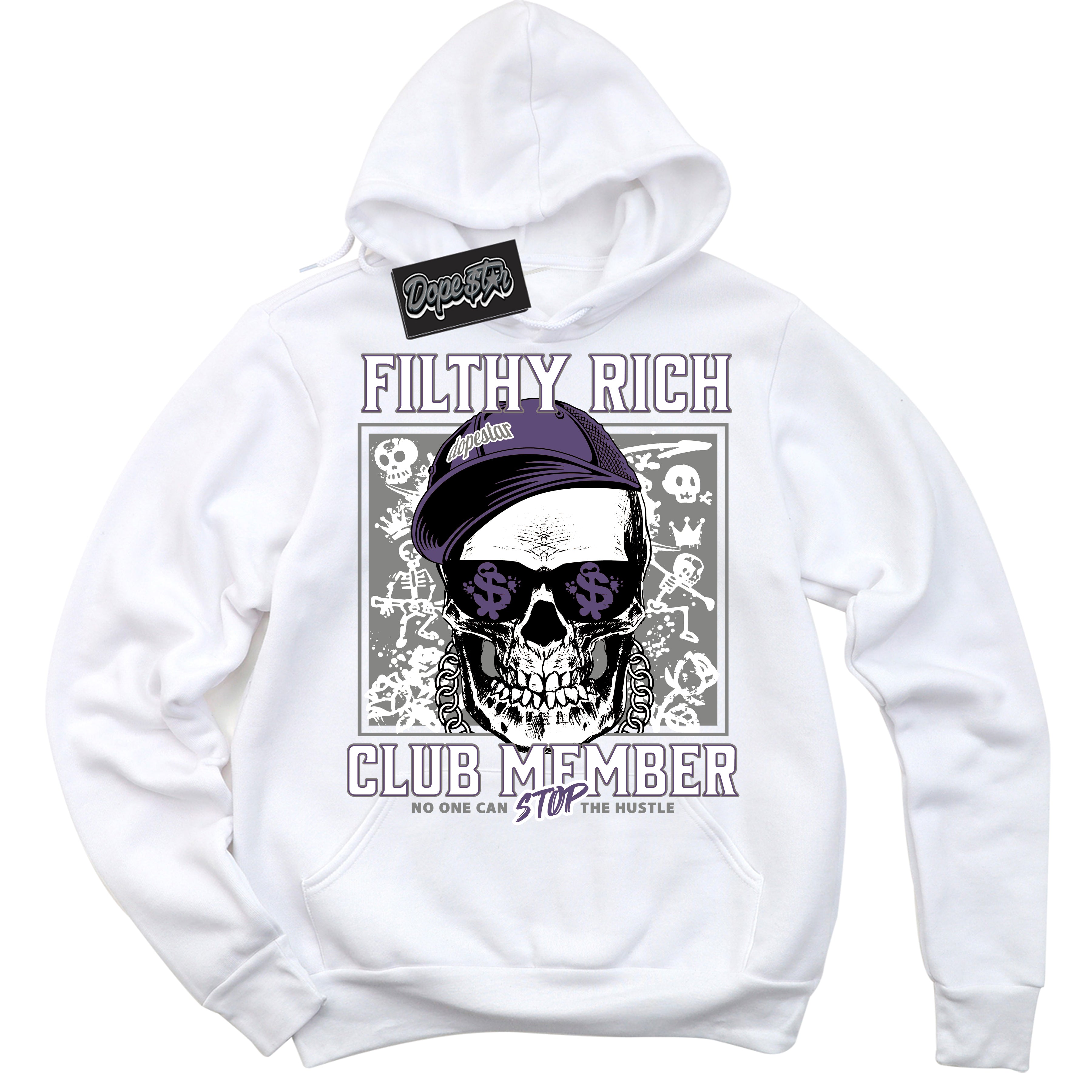 Cool White Hoodie with “ Filthy Rich ” design that Perfectly Matches Punk Rock 1s Sneakers.