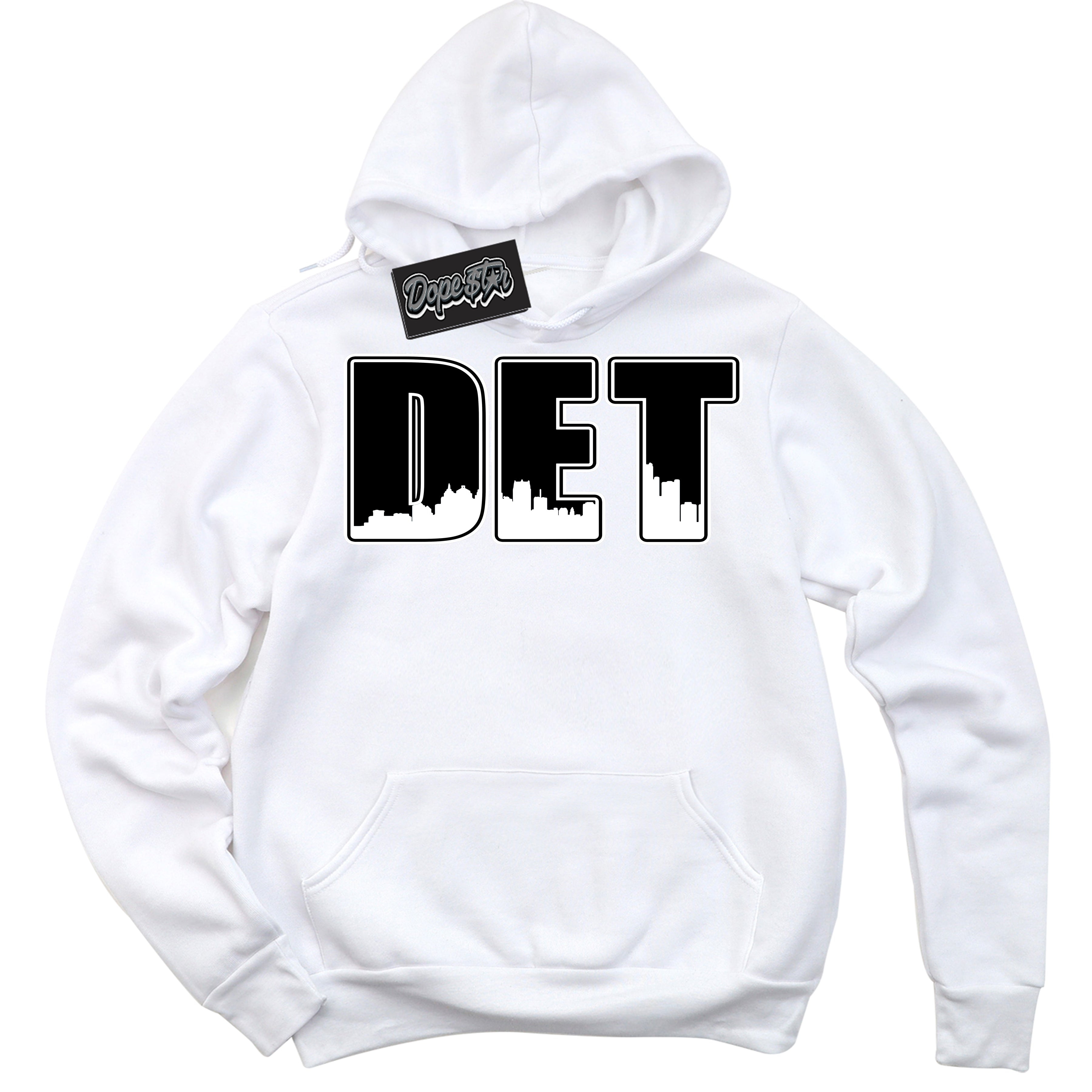 AJ1 Mid Off Noir Toe ‘Detroit’ – White Streetwear Hoodie | Sneaker Matching sweatshirt for AJ1 Mid Off Noir Toe | Men's and Women's Streetwear Graphic Hoodie by Sneaker Shirts Outlet.