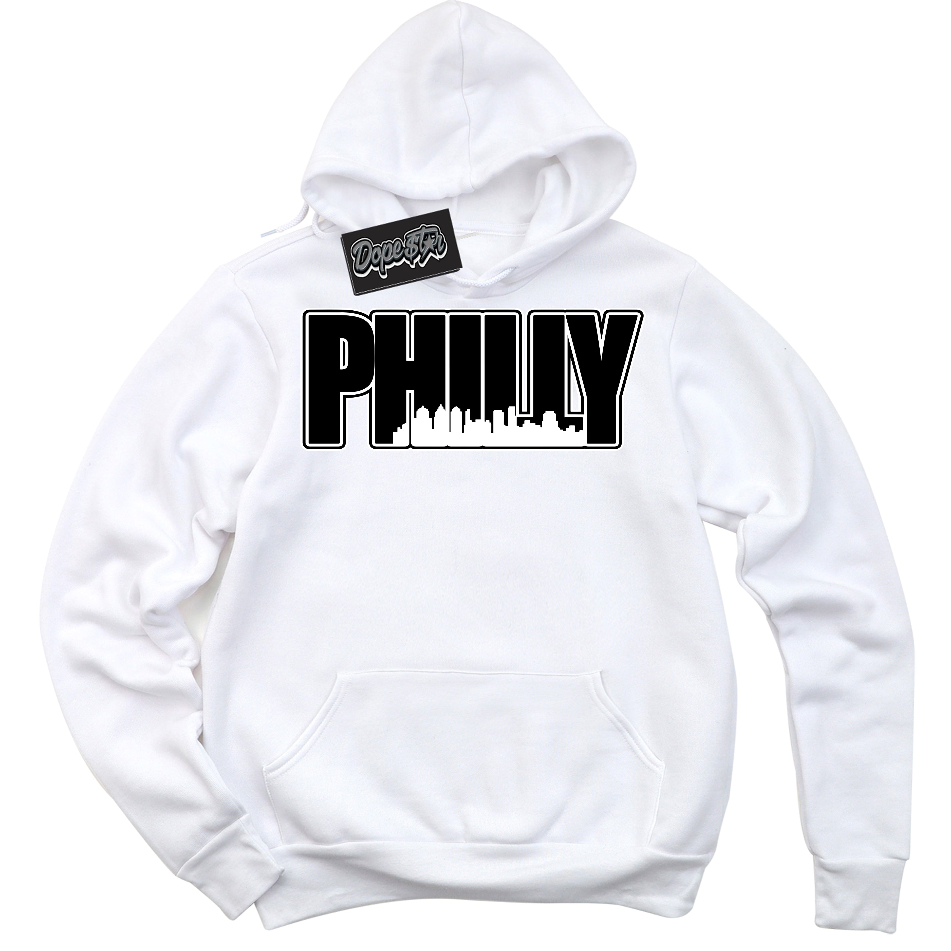 AJ1 Mid Off Noir Toe ‘Philly’ – White Streetwear Hoodie | Sneaker Matching sweatshirt for AJ1 Mid Off Noir Toe | Men's and Women's Streetwear Graphic Hoodie by Sneaker Shirts Outlet.
