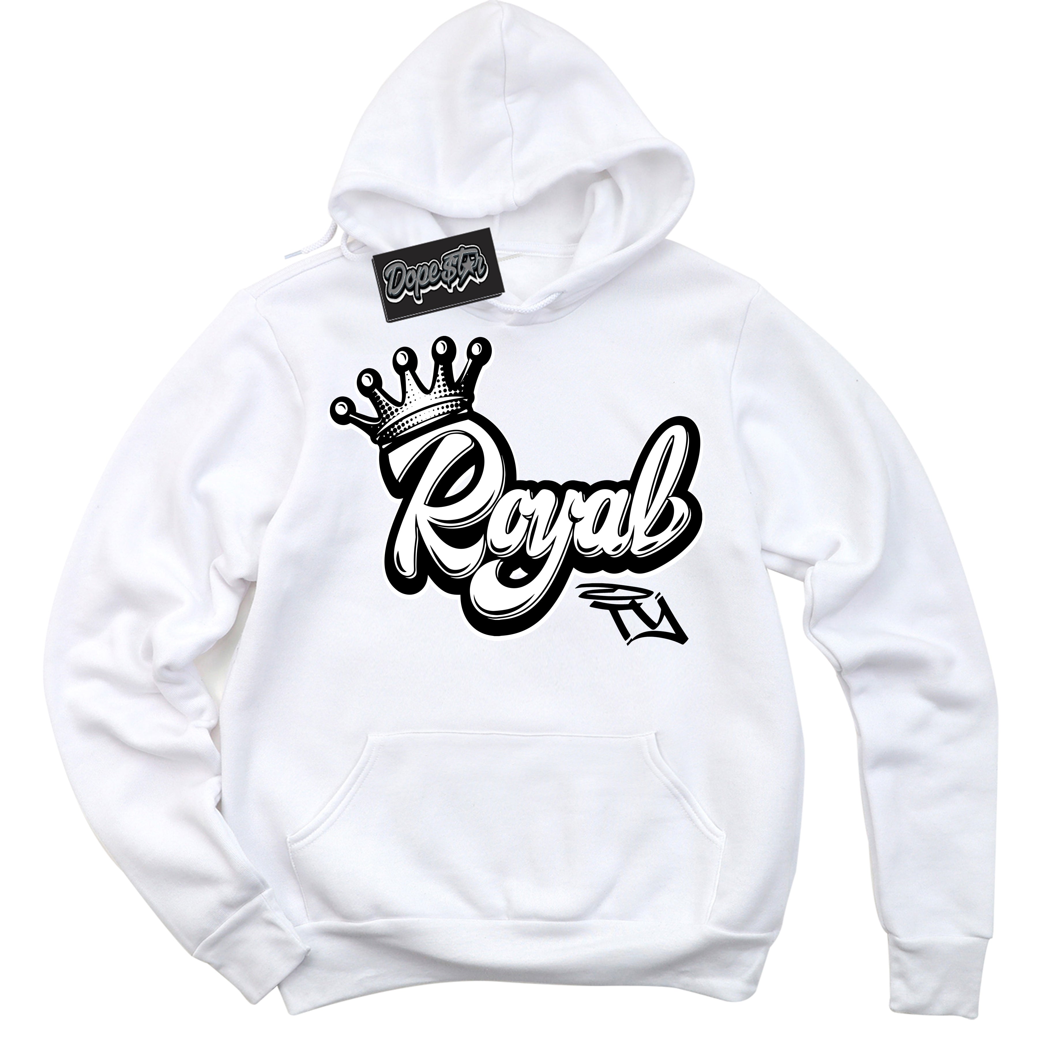 AJ1 Mid Off Noir Toe ‘Royalty’ – White Streetwear Hoodie | Sneaker Matching sweatshirt for AJ1 Mid Off Noir Toe | Men's and Women's Streetwear Graphic Hoodie by Sneaker Shirts Outlet.