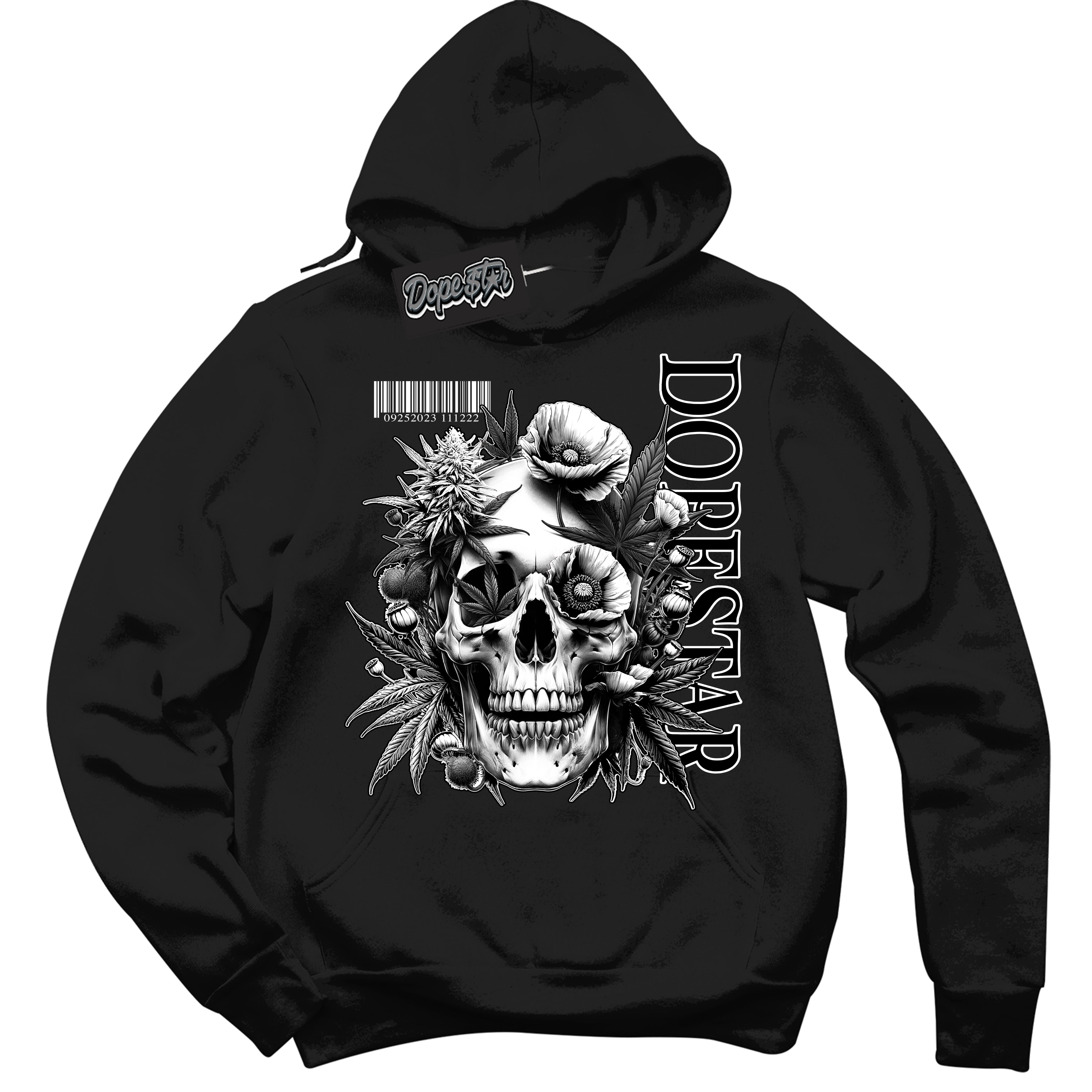 AJ1 Mid Off Noir Toe ‘Skull Poppies’ – Black Streetwear Hoodie | Sneaker Matching sweatshirt for AJ1 Mid Off Noir Toe | Men's and Women's Streetwear Graphic Hoodie by Sneaker Shirts Outlet.