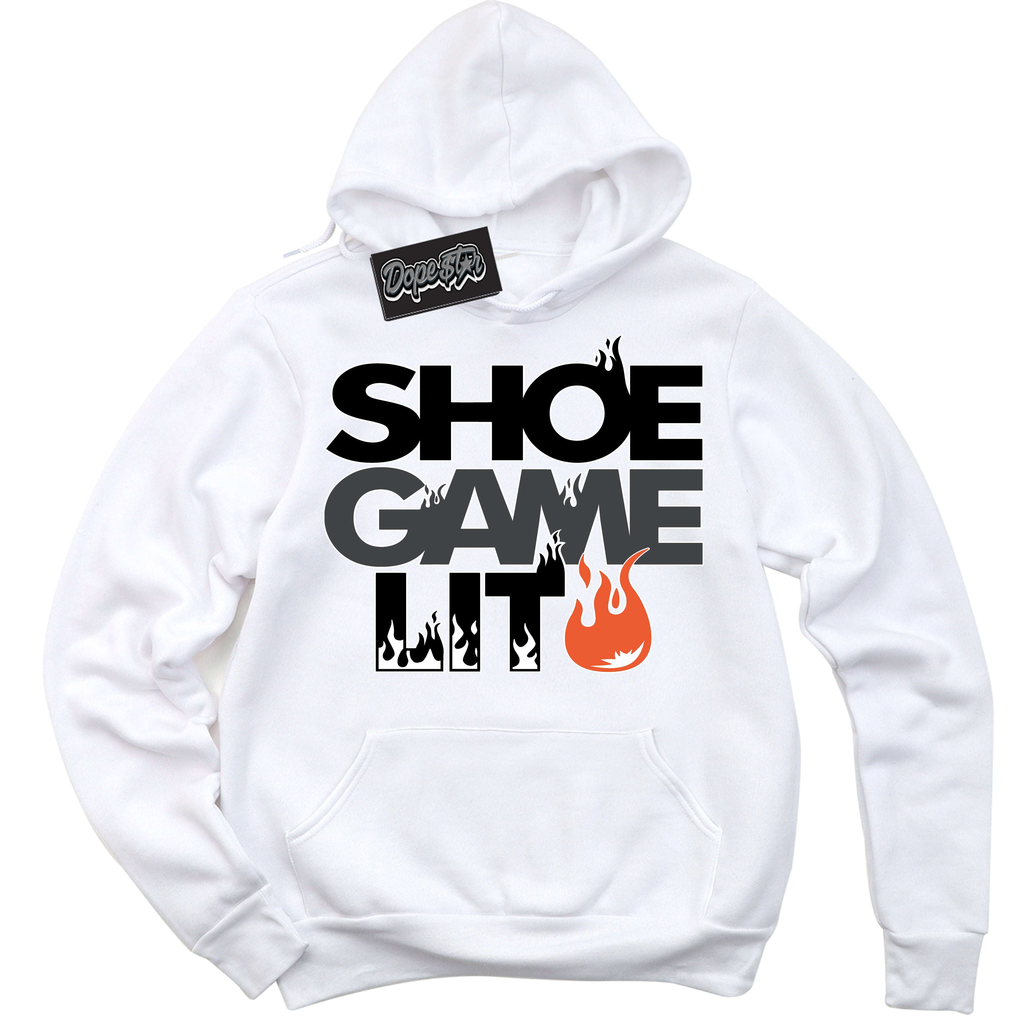 Cool White Hoodie with “ Shoe Game Lit '' design that Perfectly Matches Stash 1s Sneakers.