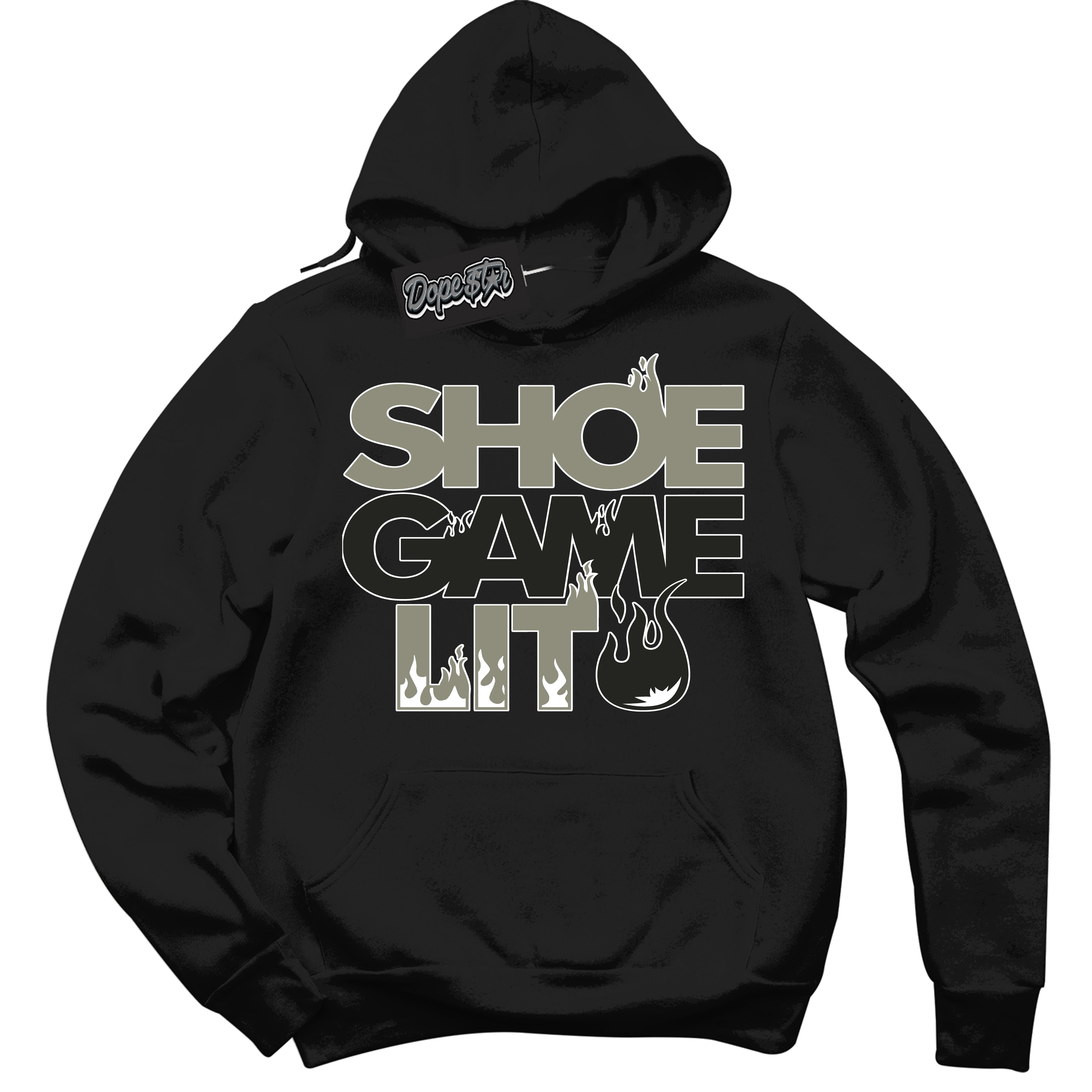 Cool Black Hoodie with “ Shoe Game Lit '' design that Perfectly Matches AJKO Low Shadow 1s Sneakers.