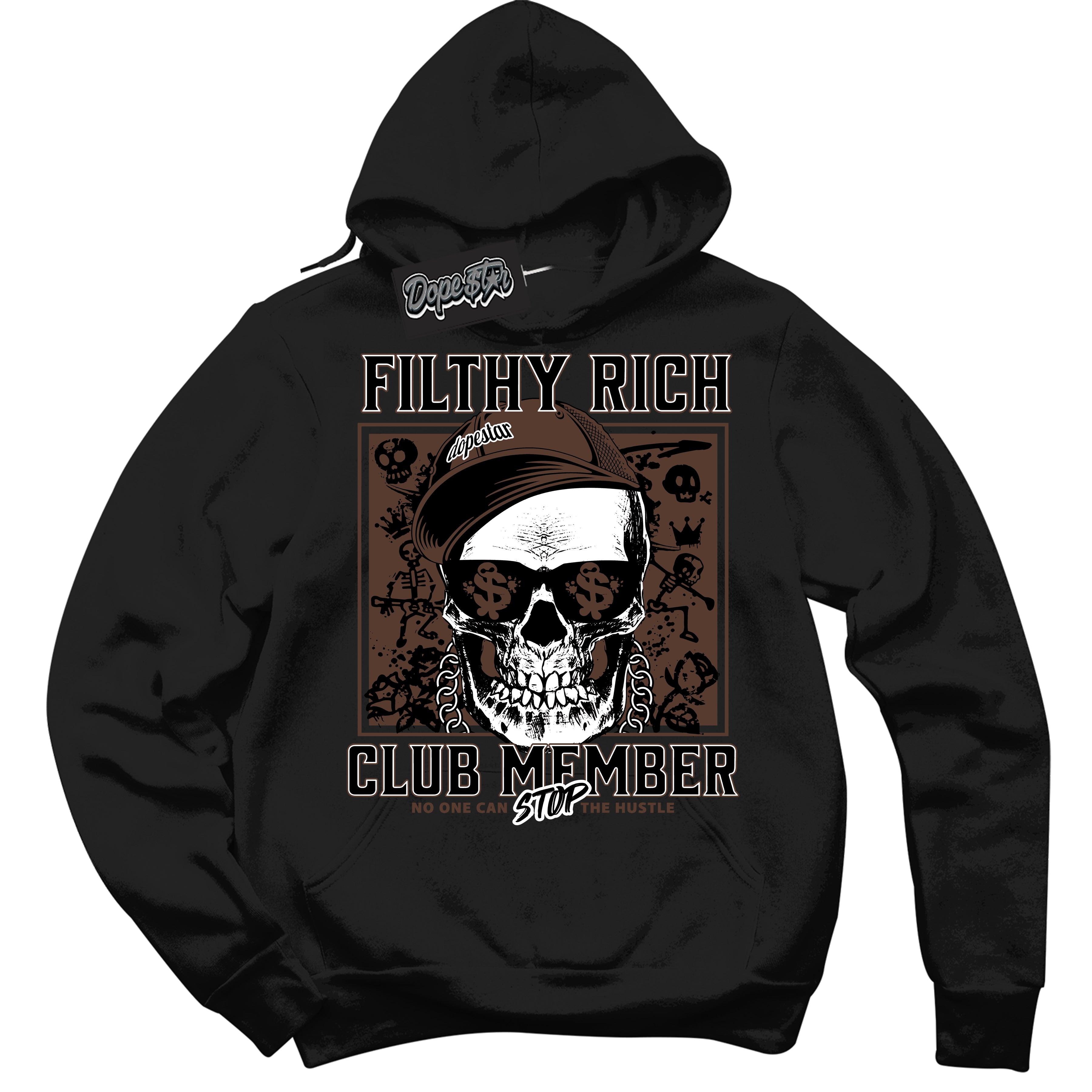 Cool Black Hoodie with “ Filthy Rich ” design that Perfectly Matches Palomino 1s Sneakers.