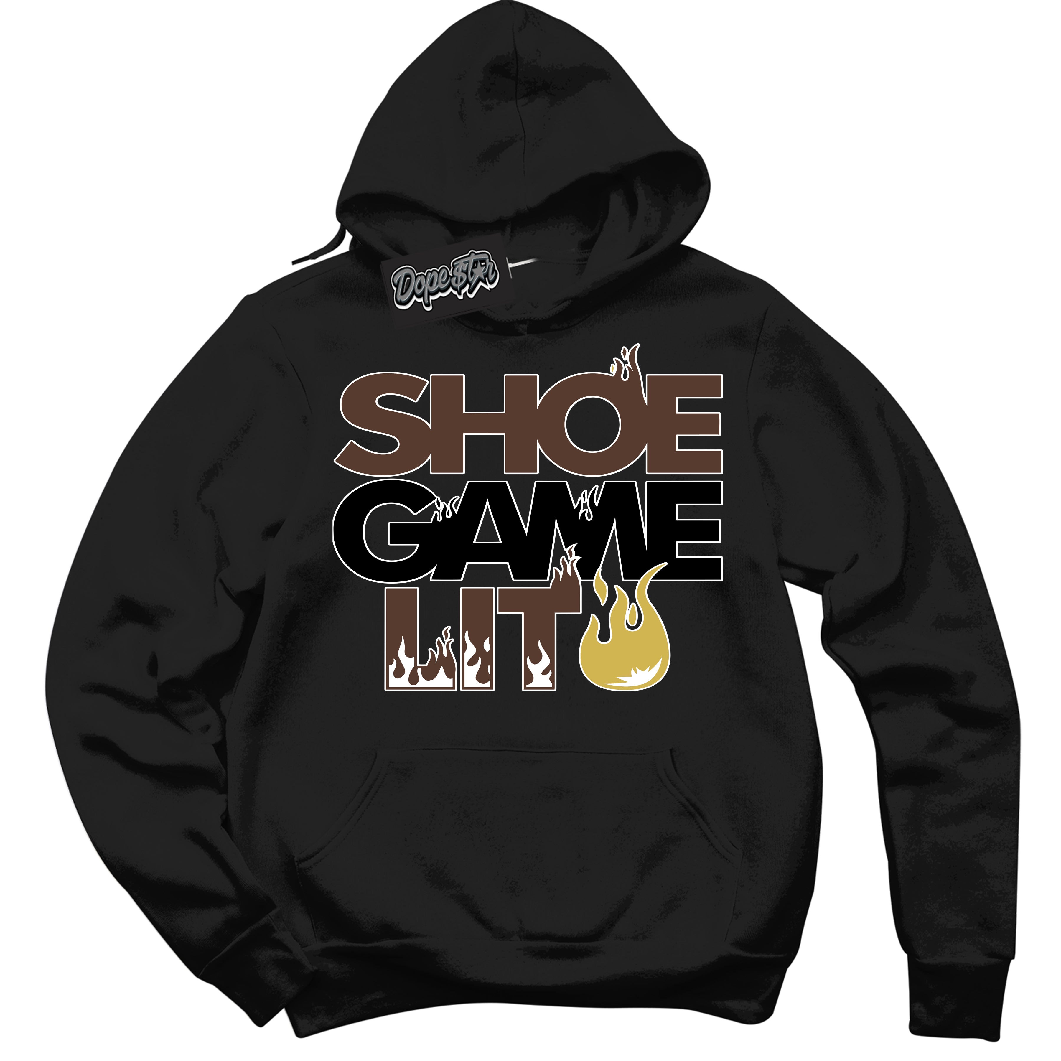 Cool Black Hoodie with “ Shoe Game Lit '' design that Perfectly Matches Palomino 1s Sneakers.