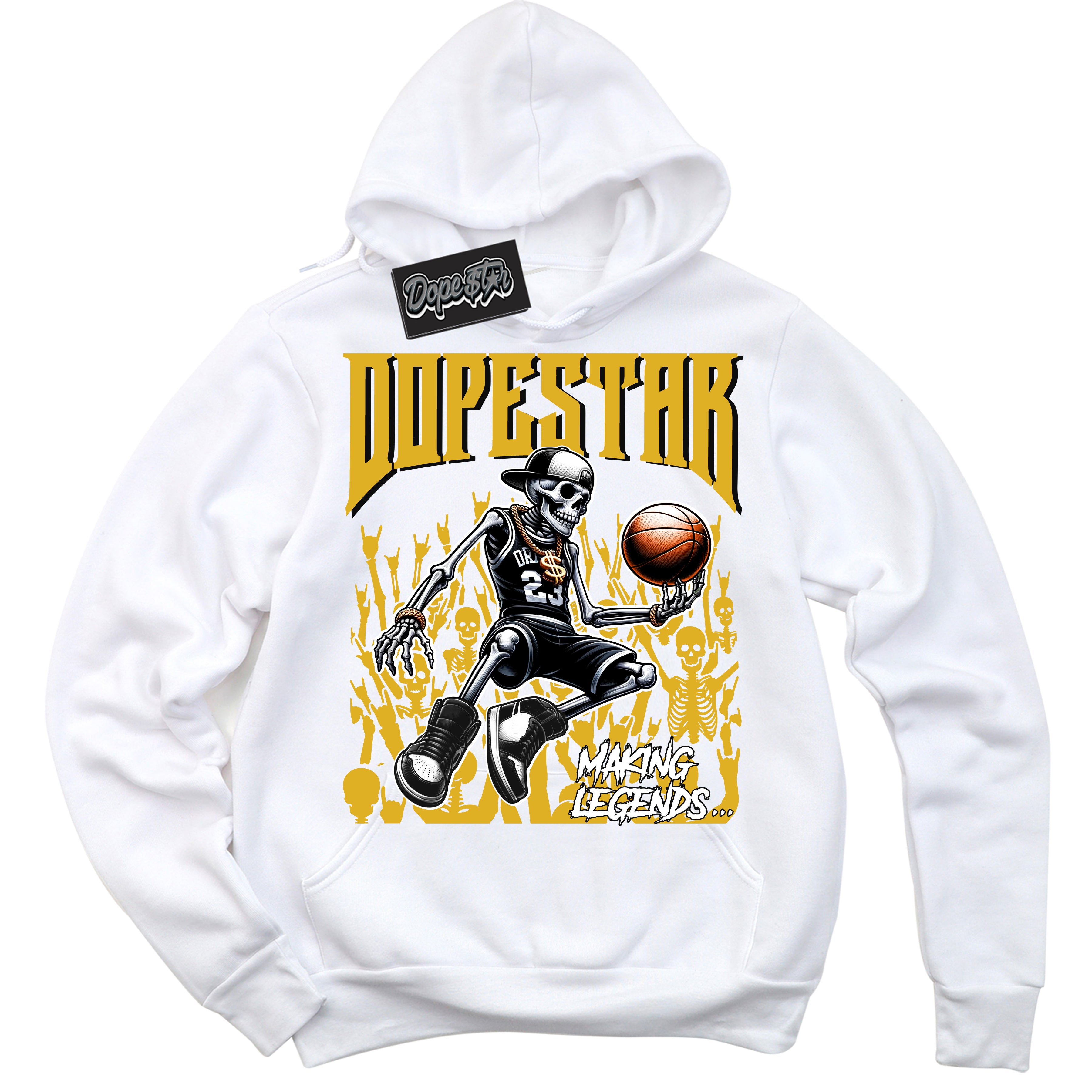 Cool White Hoodie with “ Making Legends ” design that Perfectly Matches Taxi 1s Sneakers.