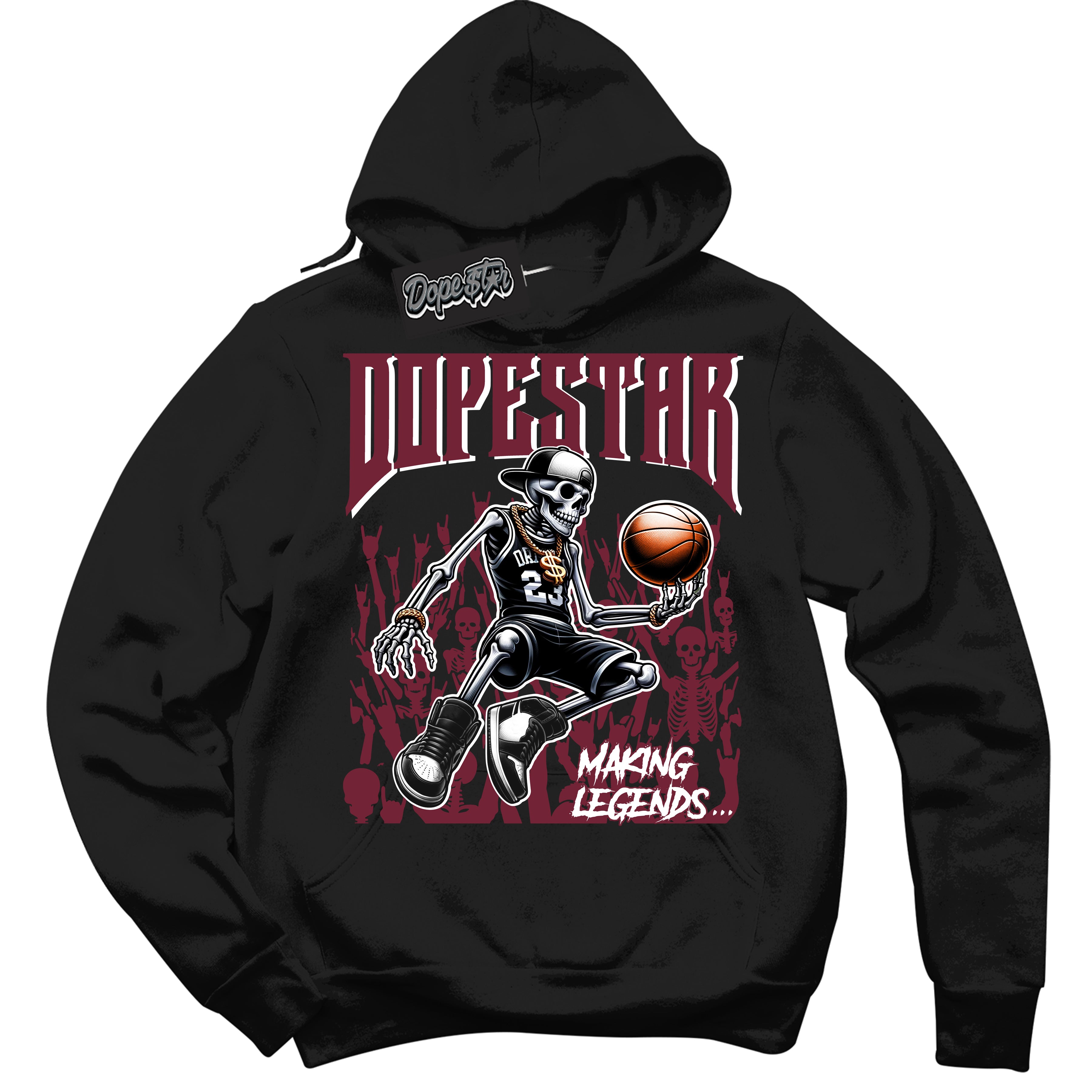 Cool Black Hoodie with “ Making Legends ” design that Perfectly Matches Team Red 1s Sneakers.