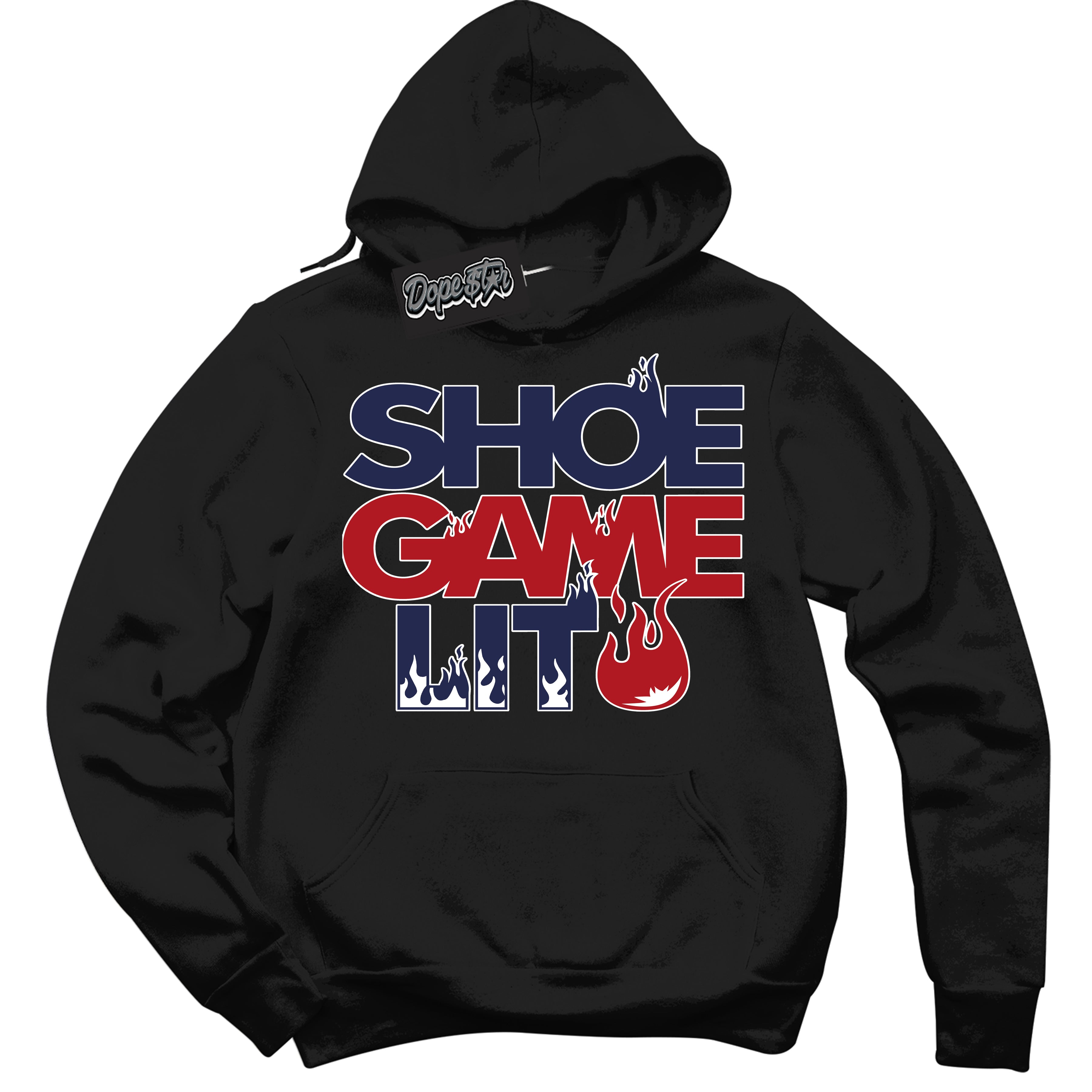 Cool Black Hoodie with “ Shoe Game Lit '' design that Perfectly Matches Golf USA 1s Sneakers.