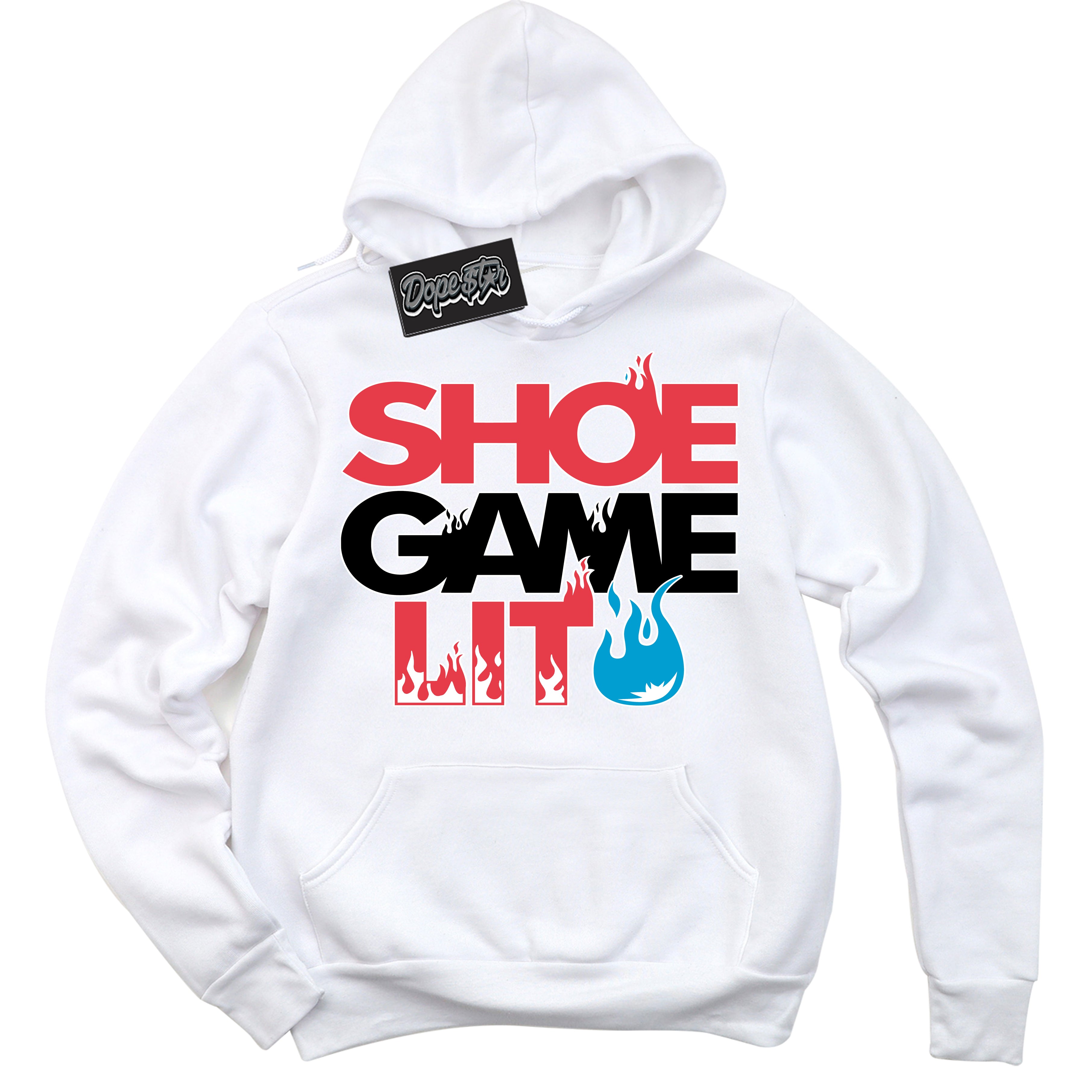 Cool White Hoodie with “ Shoe Game Lit '' design that Perfectly Matches UNC To Chicago 1s Sneakers.