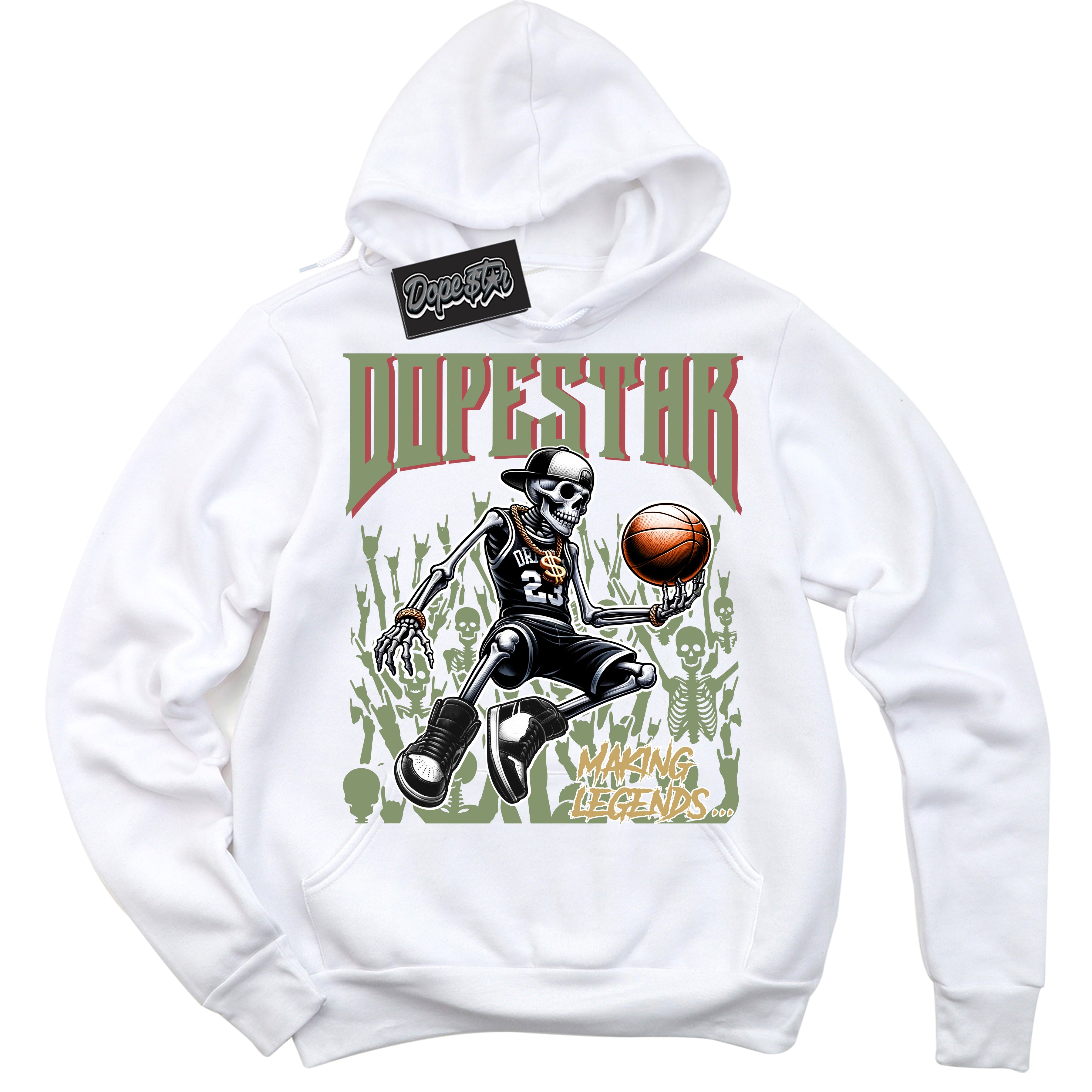 Cool White Hoodie with “ Making Legends ” design that Perfectly Matches Year Of The Dragon 1s Sneakers.