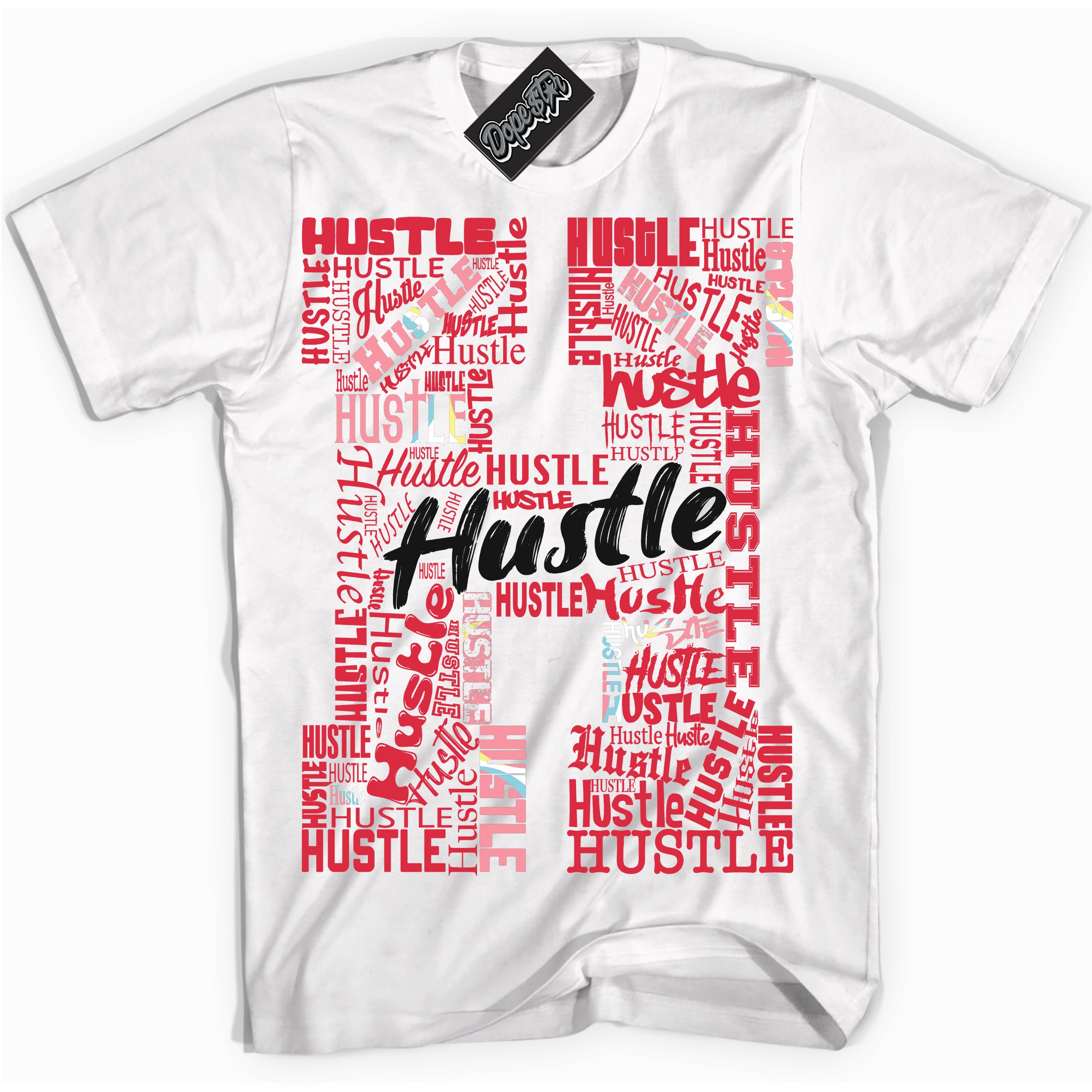 Cool Black graphic tee with “ Hustle H ” design, that perfectly matches Spider-Verse 1s sneakers