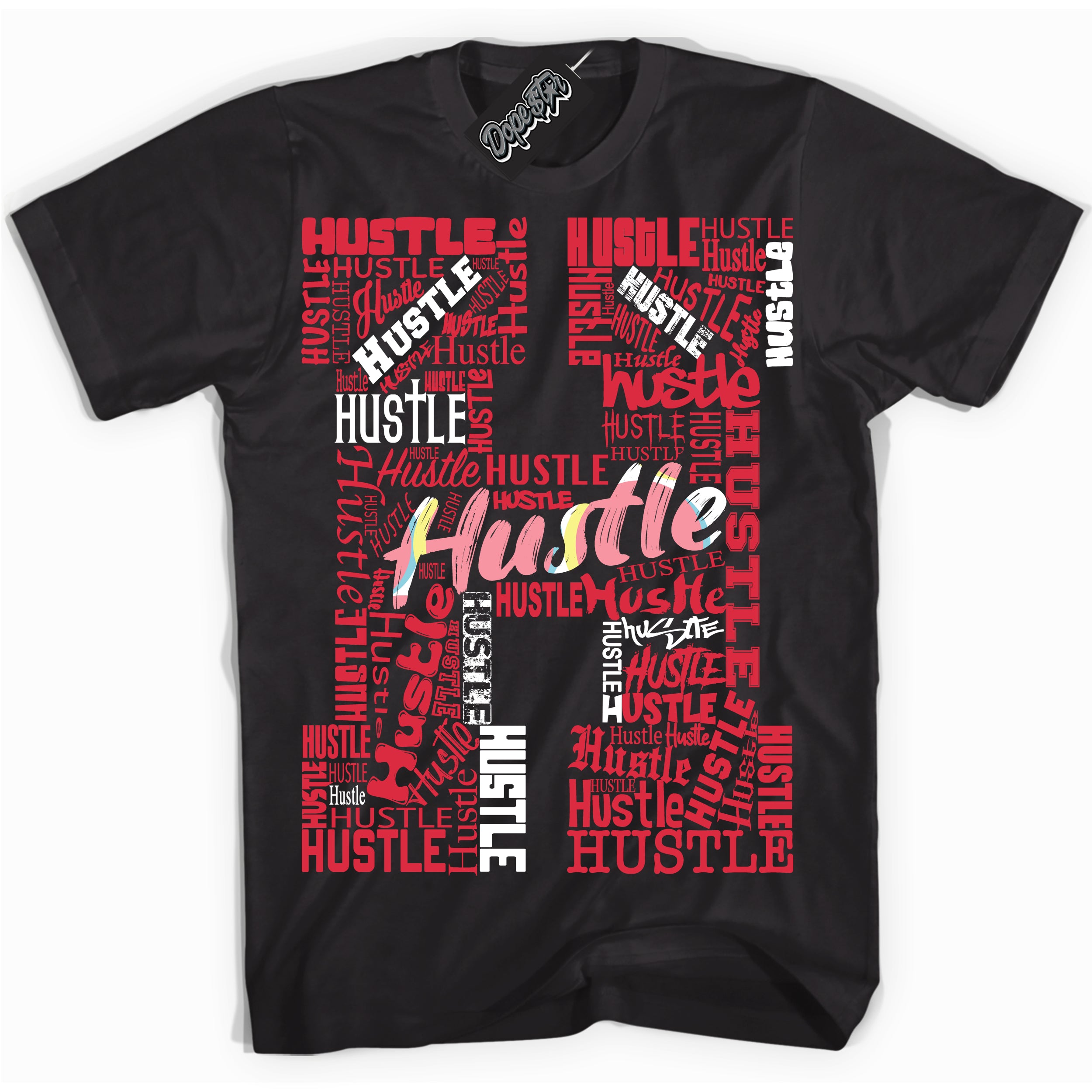 Cool White graphic tee with “ Hustle H ” design, that perfectly matches Spider-Verse 1s sneakers