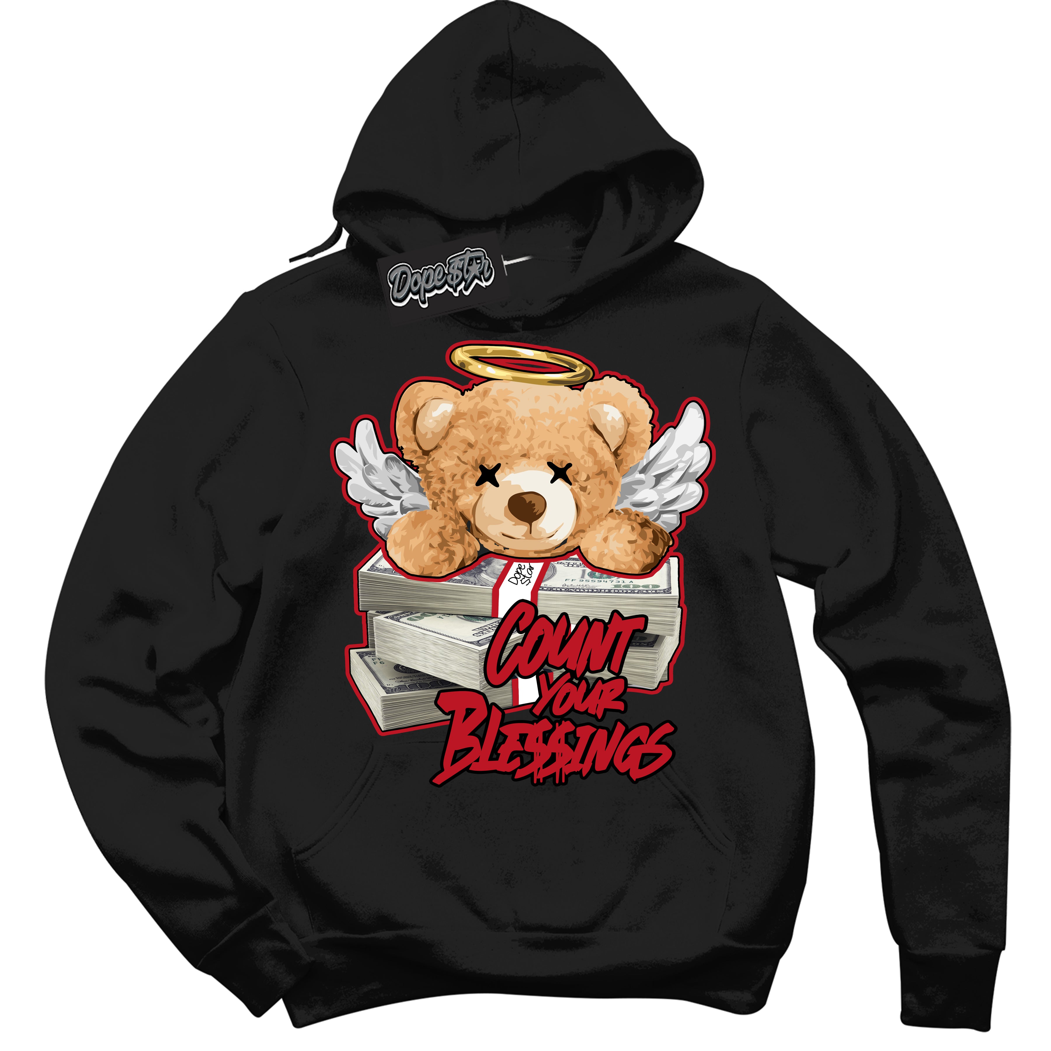 Cool Black Hoodie with “ Count Your Blessings ” design that Perfectly Matches Trophy Room 1s Jordans.