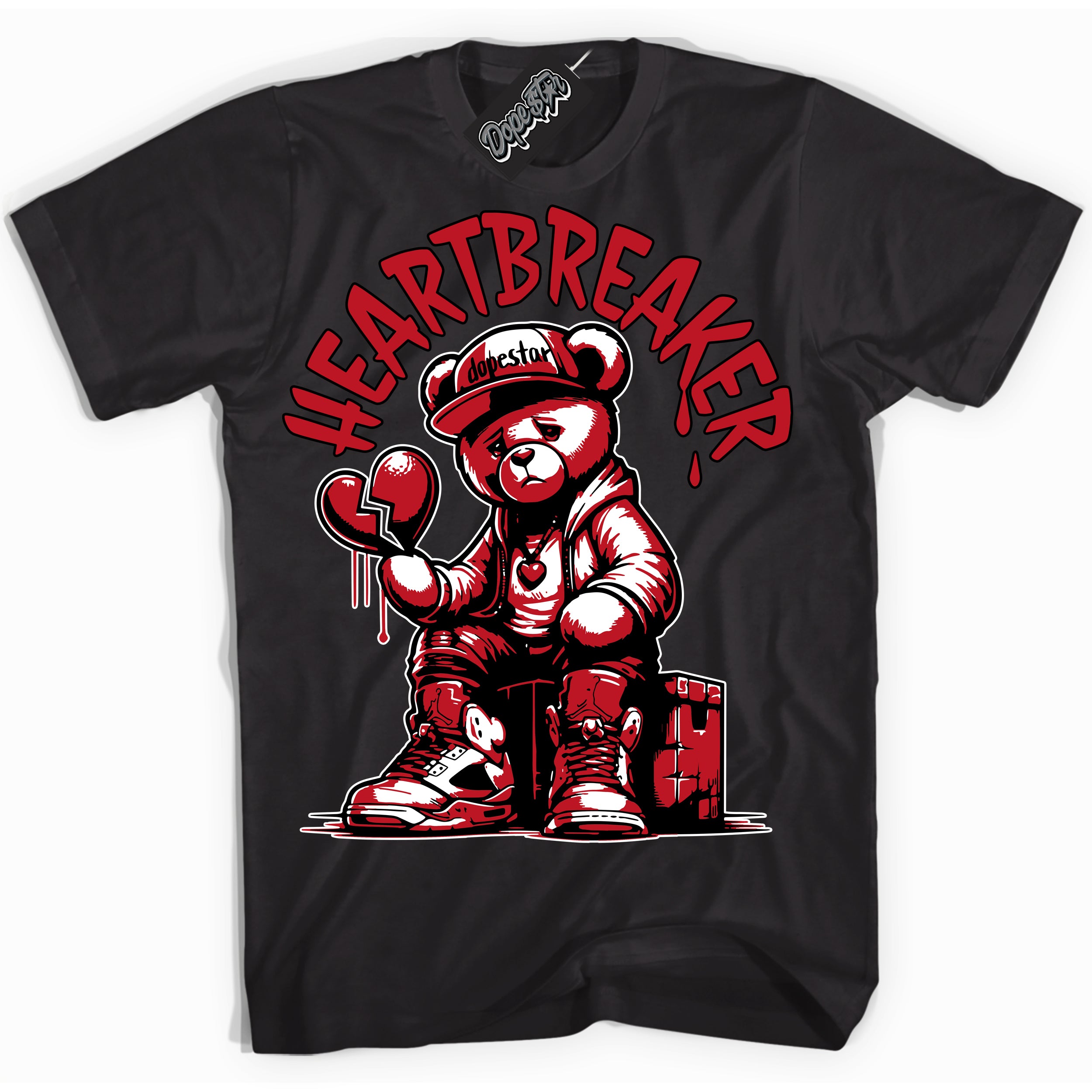 Cool Black Shirt with “ Heartbreaker Bear ” design that perfectly matches Trophy Room 1s Jordans.