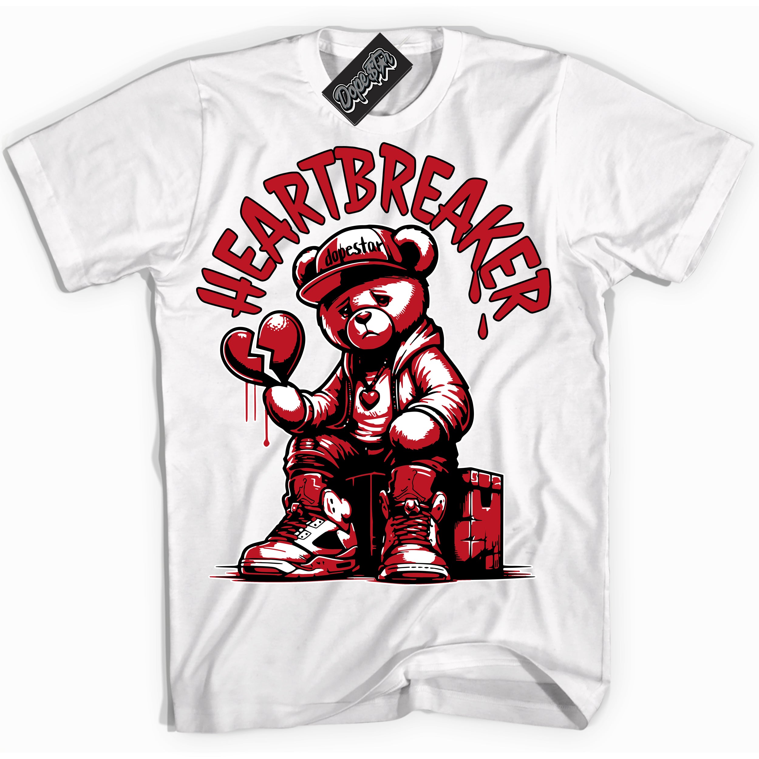 Cool White Shirt with “ Heartbreaker Bear ” design that perfectly matches Trophy Room 1s Jordans.