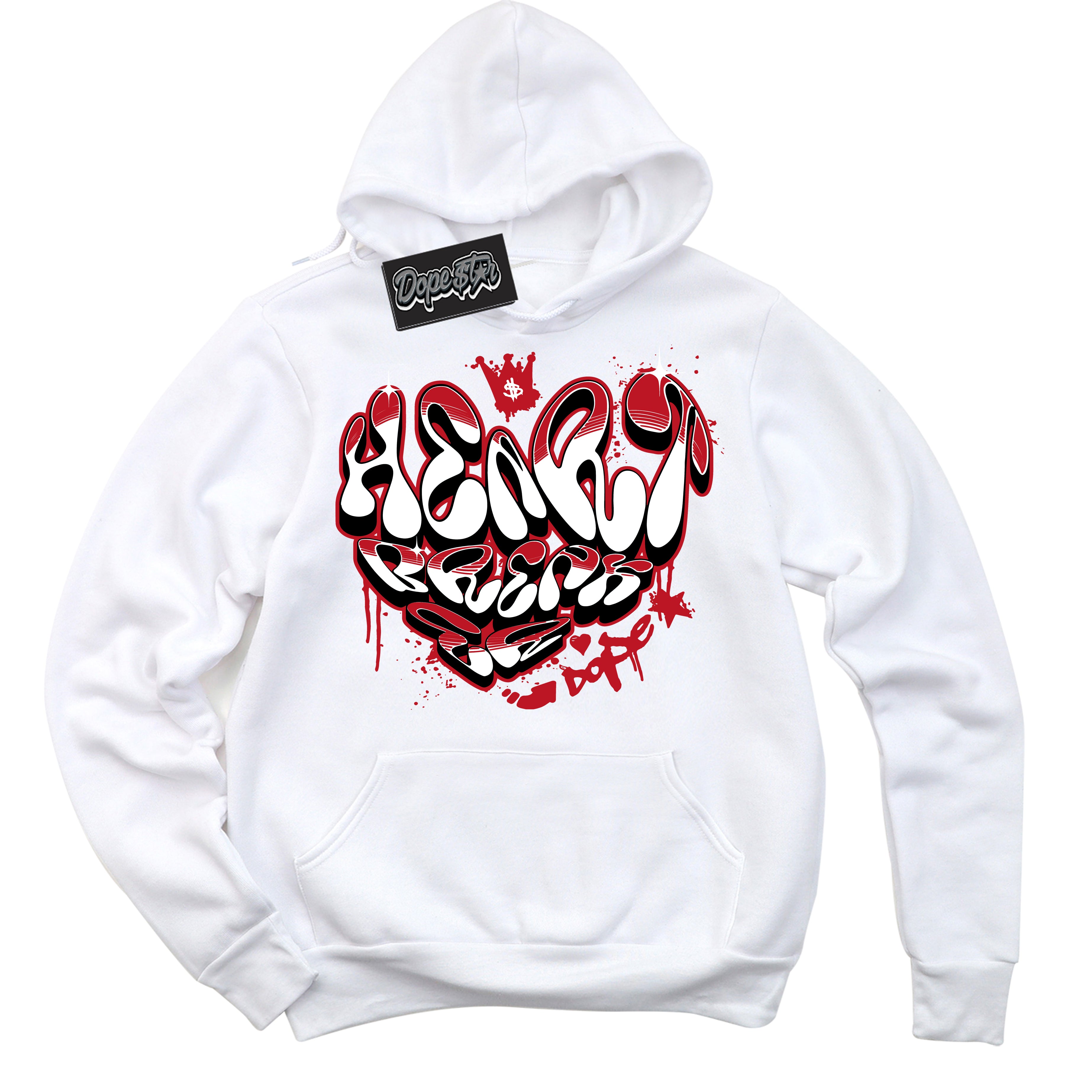 Cool White Hoodie with “ Heartbreaker Graffiti ” design that Perfectly Matches Trophy Room 1s Jordans.