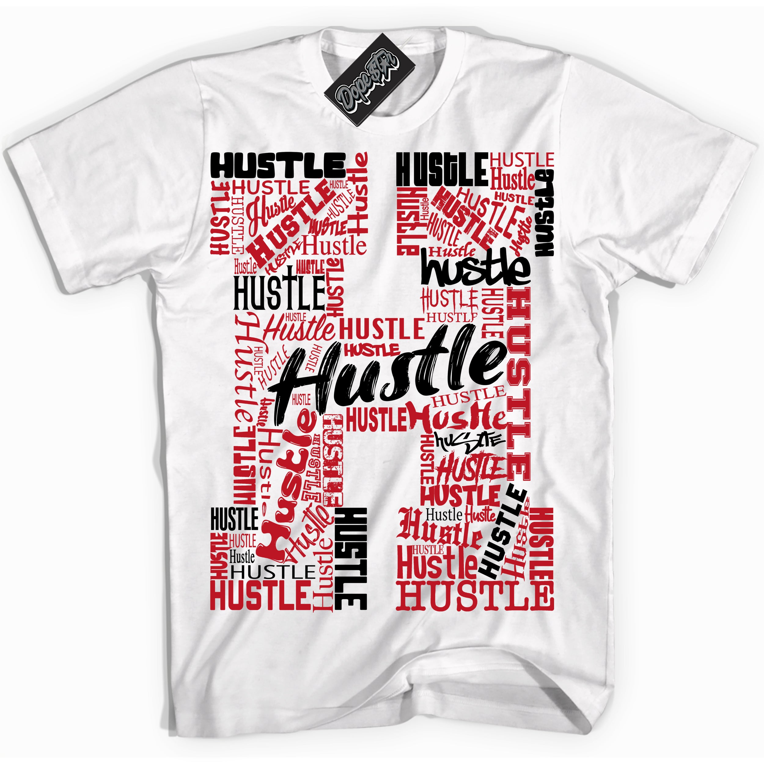 Cool White Shirt with “ Hustle H ” design that perfectly matches Trophy Room 1s Jordans.